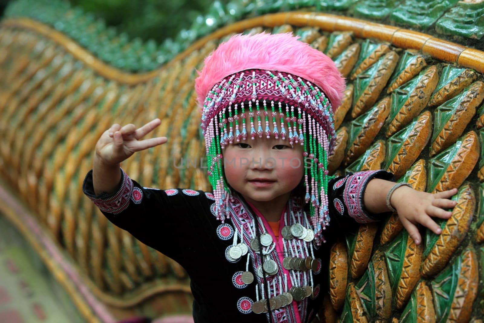 traditional Thai Dance of Aka Women at the Wat Phra That Doi Suthep Temple in the city of chiang mai in the north of Thailand in Southeastasia. ...