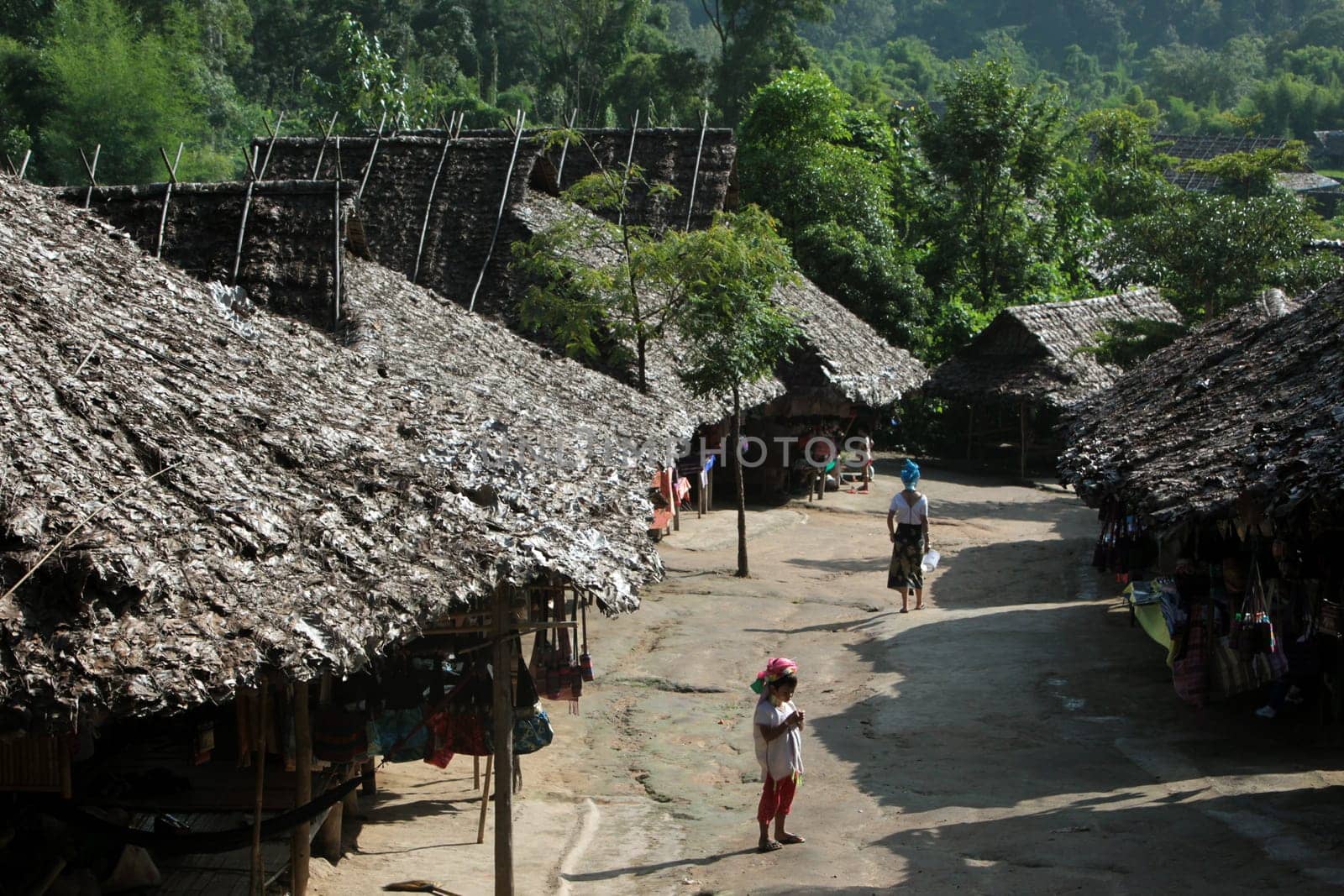 a traditional longneck women of the Paudang minority from Burma in a village north of chiang mai in the north of Thailand in Southeastasia. ...