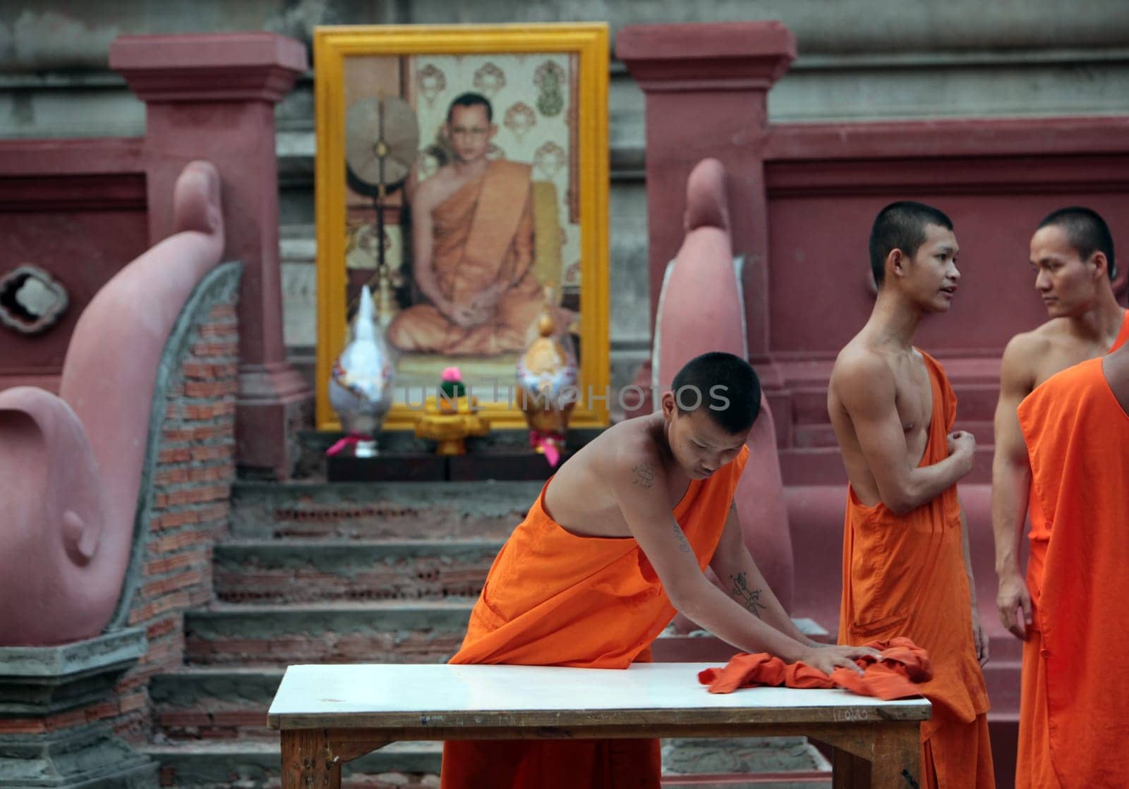 monk at the Wat Phan Tao Temple in the city of chiang mai in the north of Thailand in Southeastasia. ...