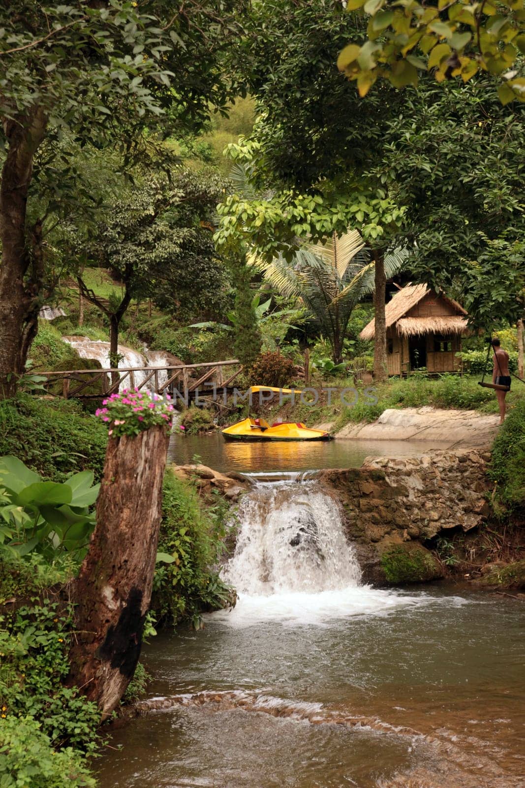 a waterfall in the Tropical Forest near the Village of Fang north of the city of chiang mai in the north of Thailand in Southeastasia. ...
