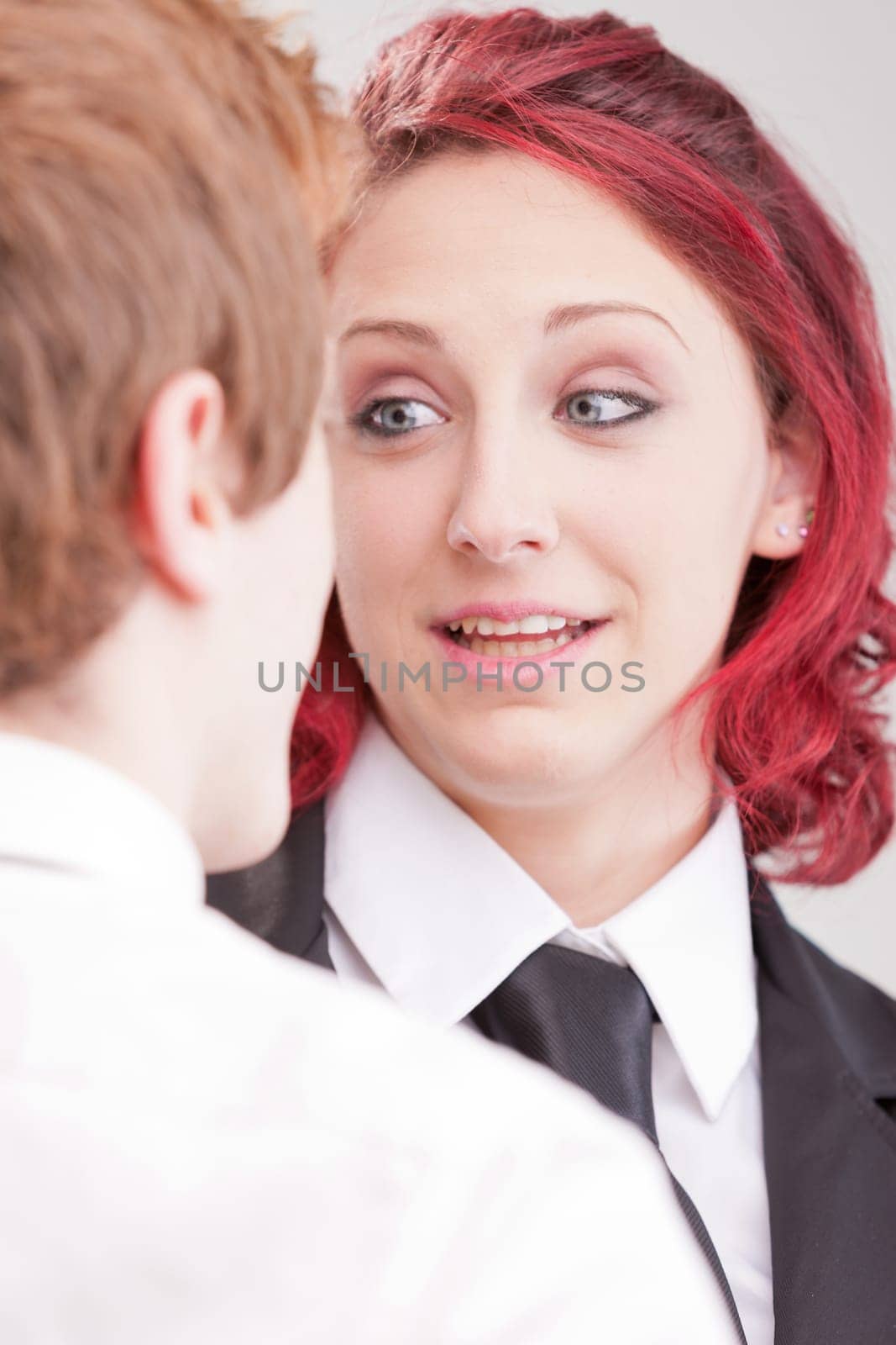 business people flirting on the work space