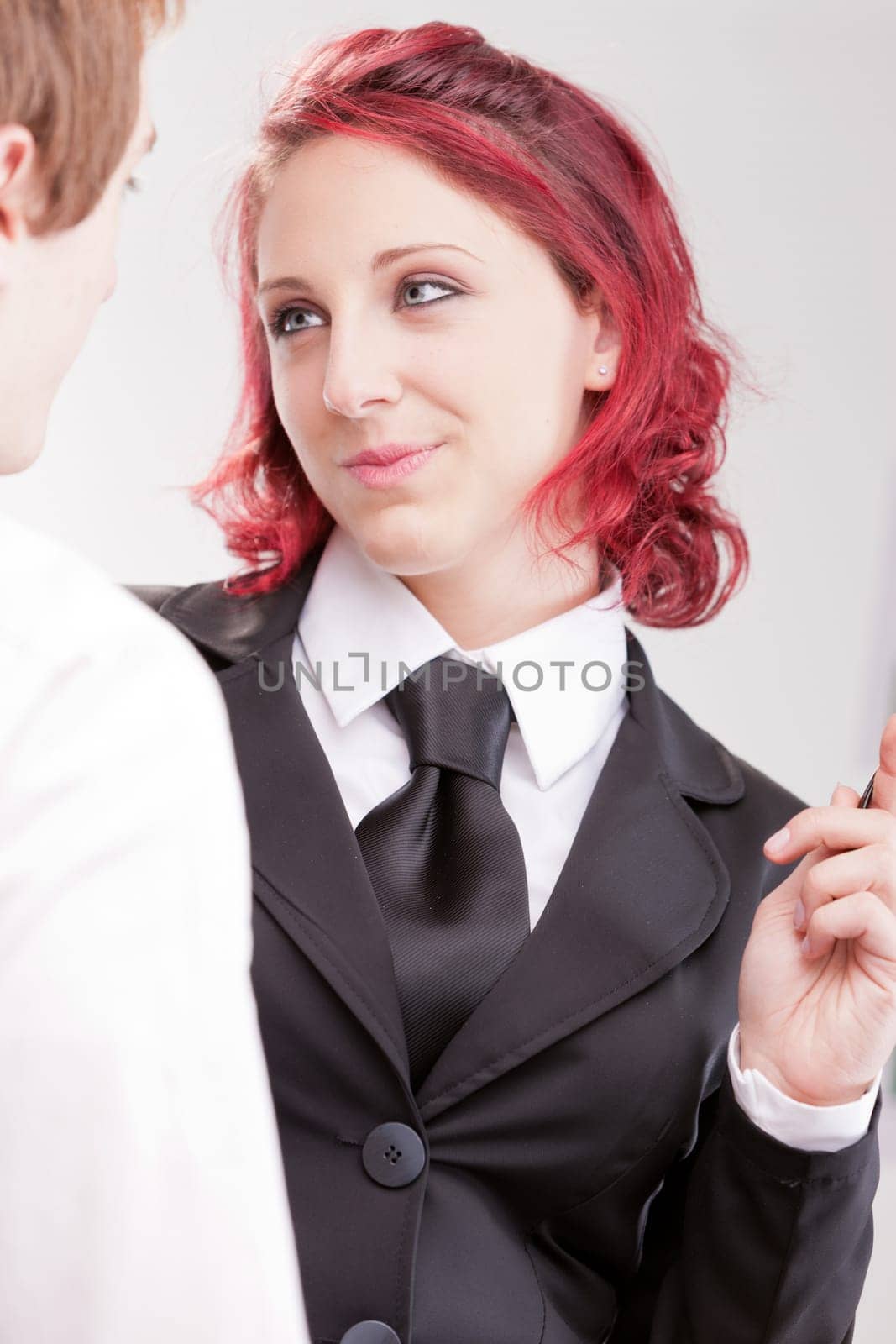business people flirting on the work space