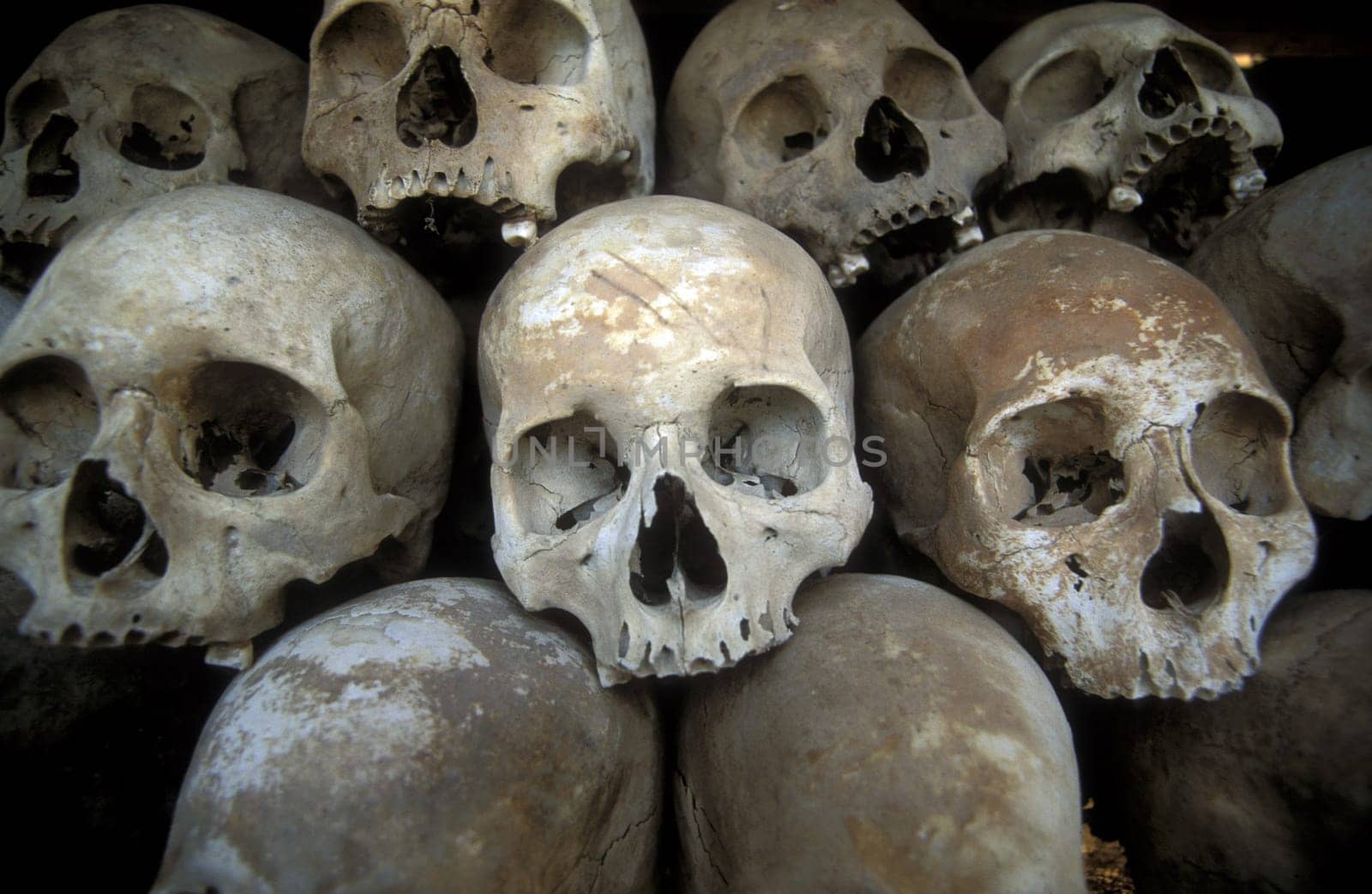 the museum of the killing fields of the khmer rouge outside of the city of phnom penh in cambodia in southeastasia.