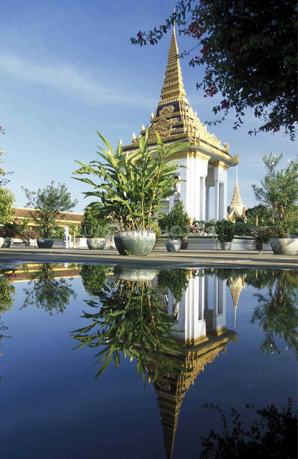 the museum of the killing fields of the khmer rouge outside of the city of phnom penh in cambodia in southeastasia.