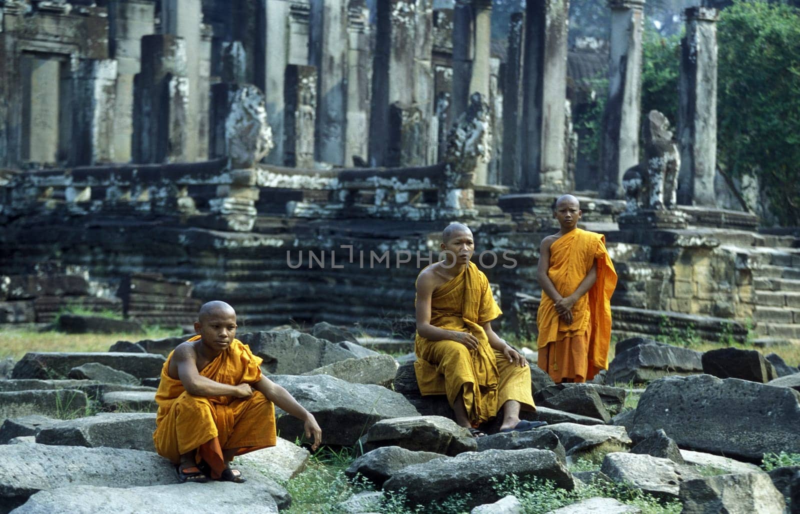 the bayon temple in angkor Thom temples in Angkor at the town of siem riep in cambodia in southeastasia.