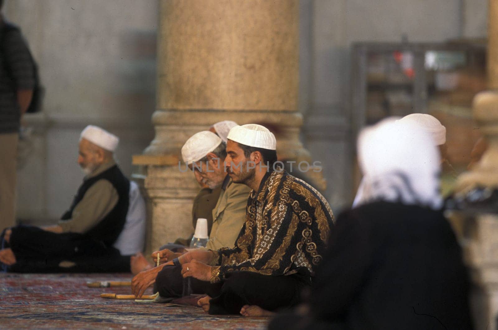 The Umayyad Mosque in the capital Damascus in Syria in the Middle East.