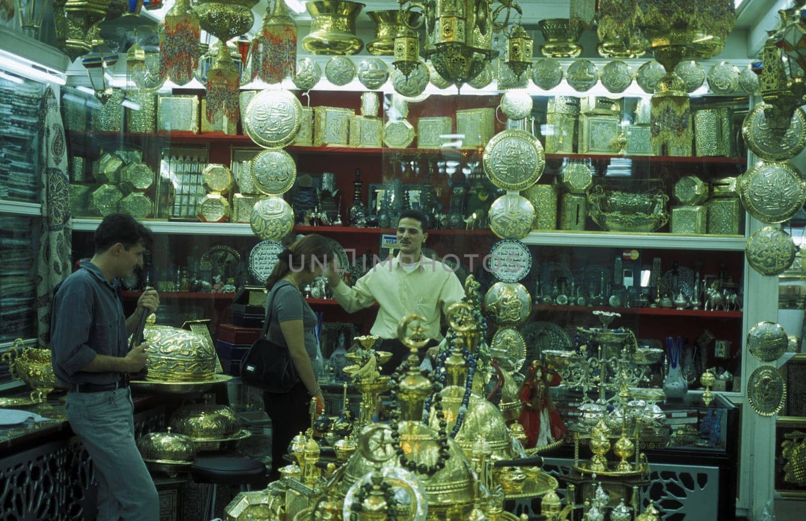 The Souq or market in the medina of the Old City of Aleppo in the north of Syria in the Middle East.