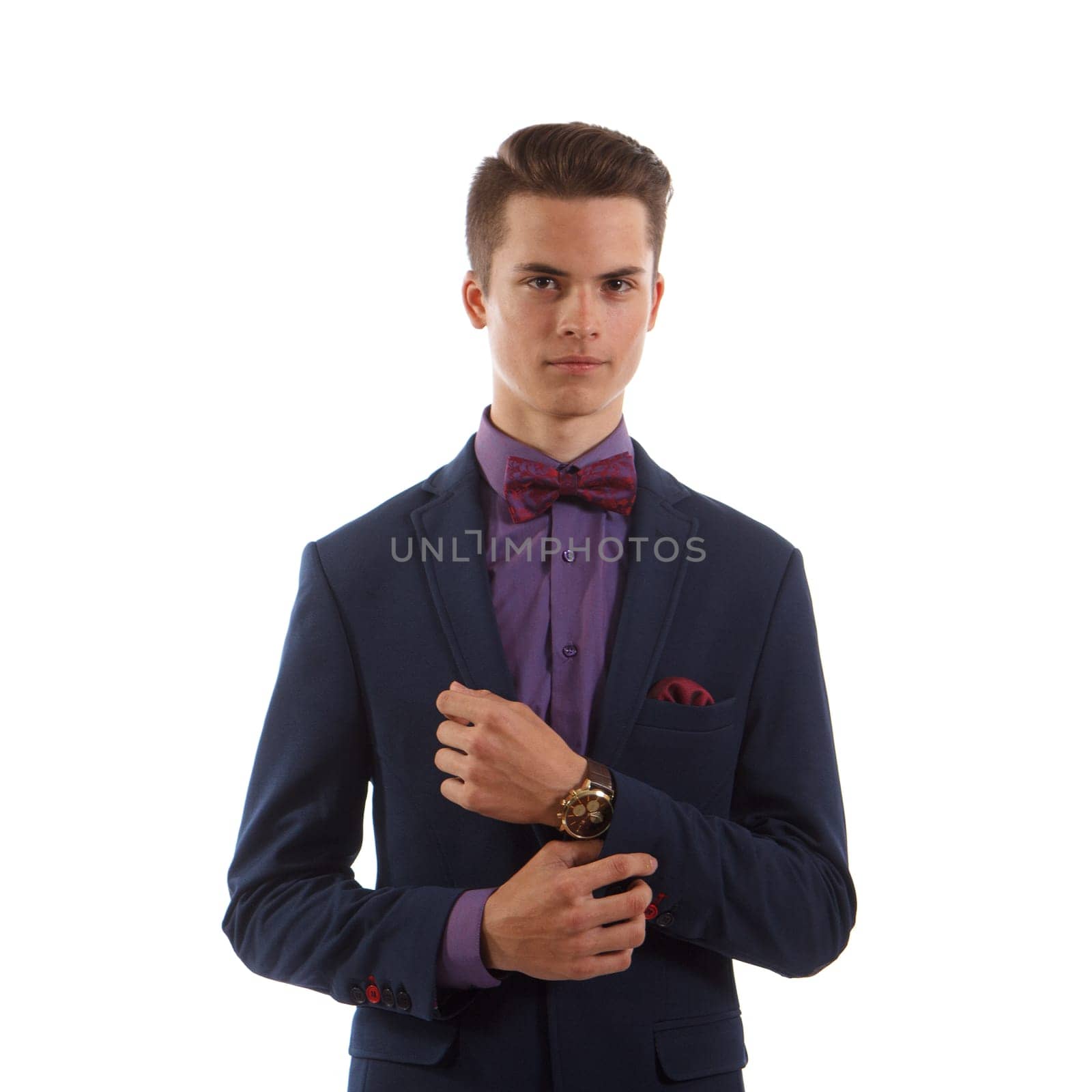 Well dressed teenage boy on white background