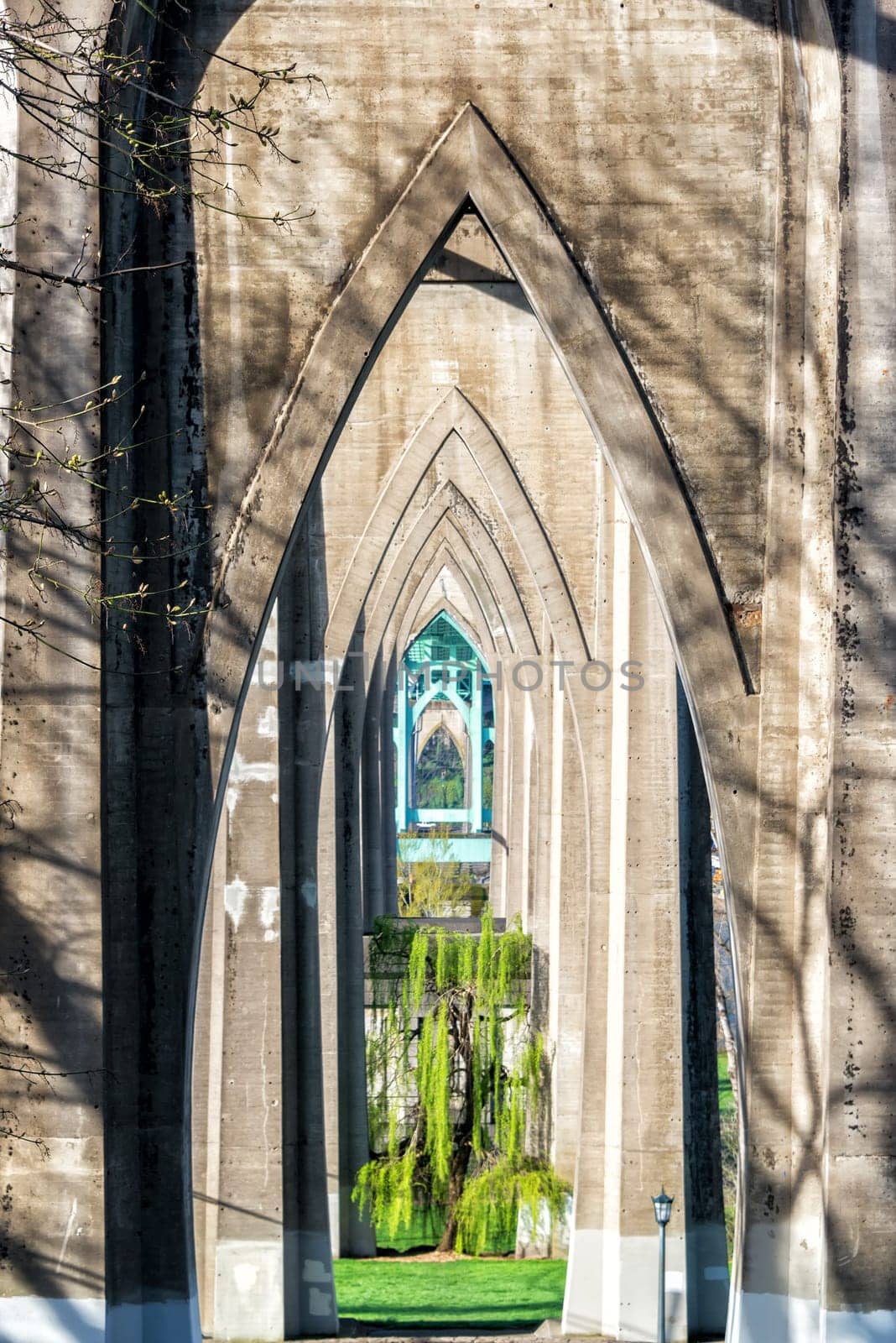 Beautiful architecture of the St. John's Bridge in Portland, Oregon