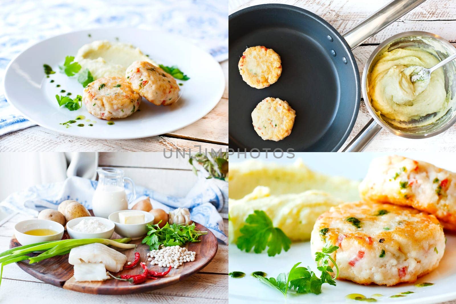 Fish or chicken cutlets with mashed potatoes