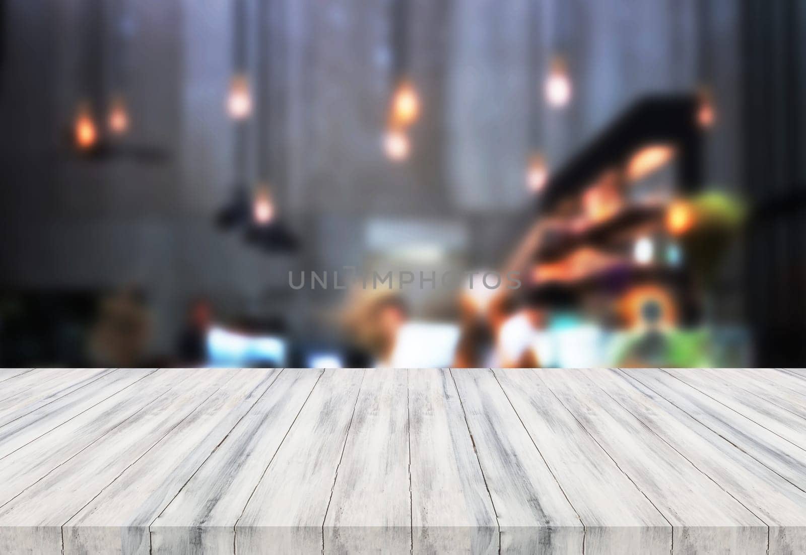 Luxury white top wooden with blurred background. product display template