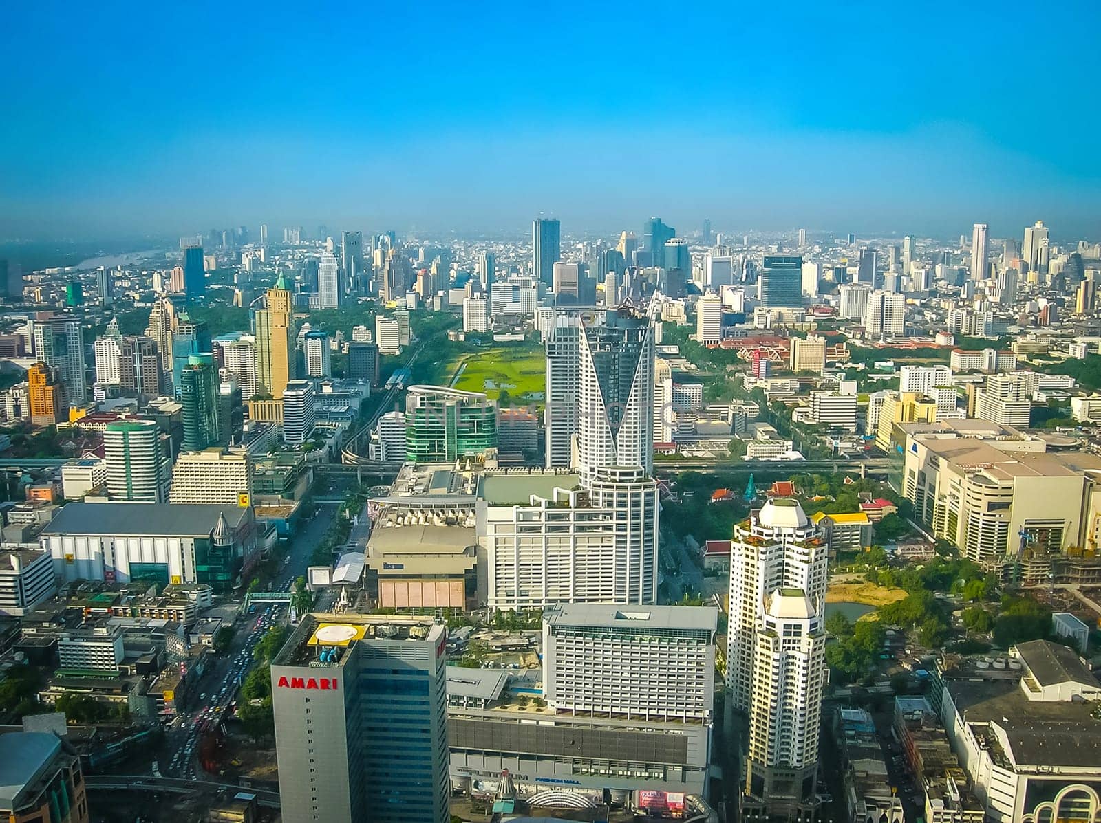 Bangkok, Thailand - 30 June 2008: The arial panorama of Bangkok city near Petchburi Road at Thailand