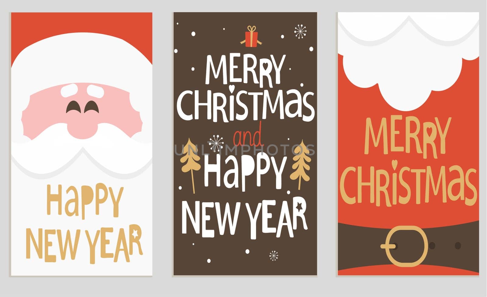 Santa's message banners. Merry Christmas and happy new year lettering. Vector illustration.