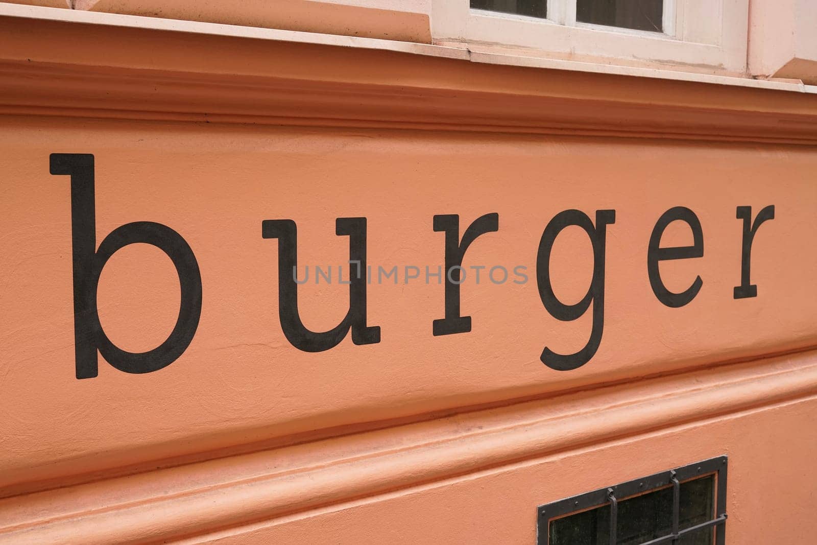 Facade of a burger restaurant in the Old Town of Prague
