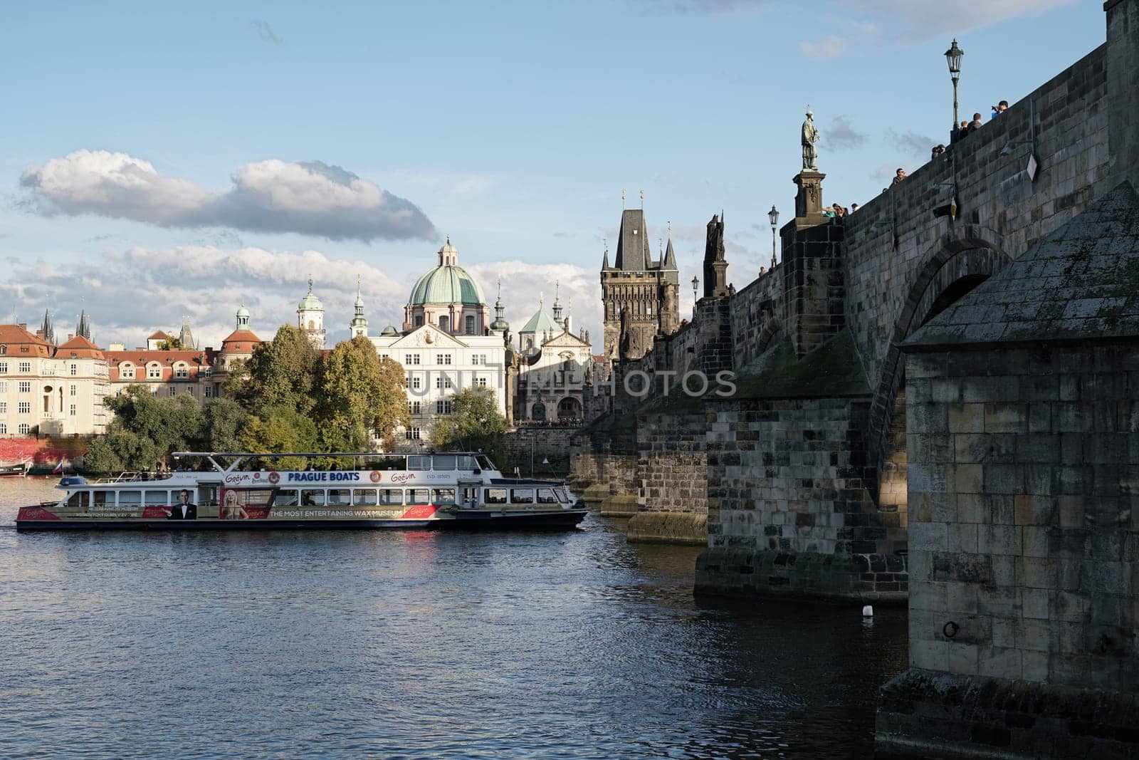 the Vltava River with the Charles Bridge in Prague