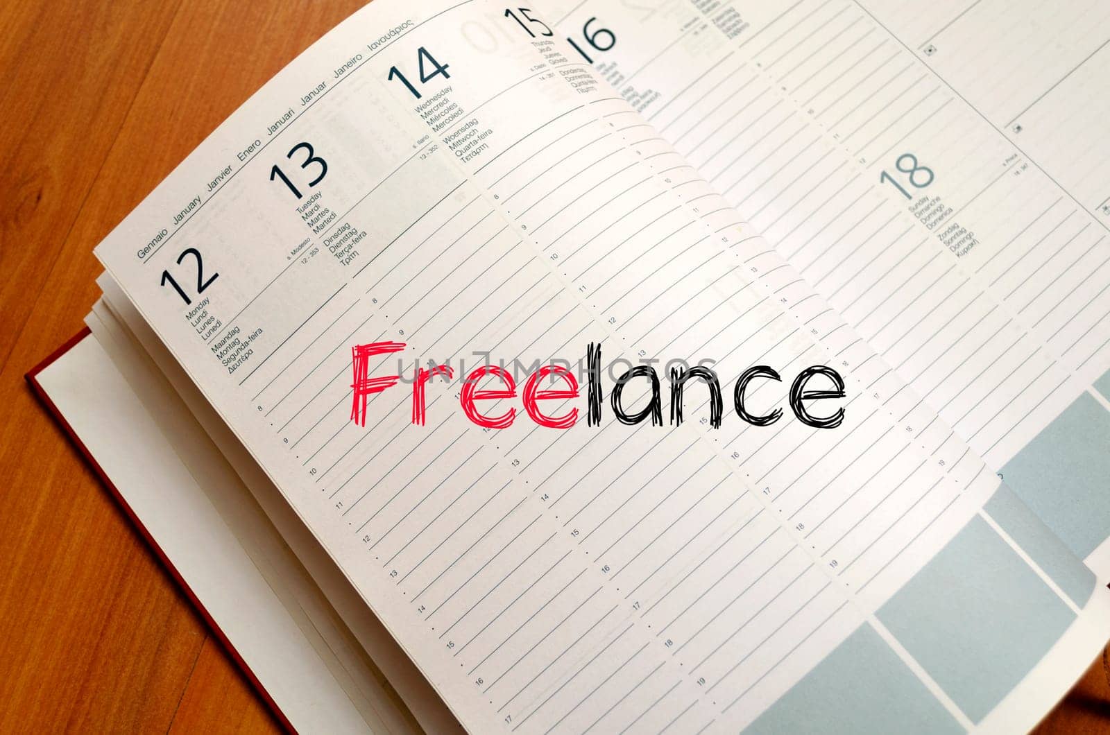 Freelance text concept write on notebook