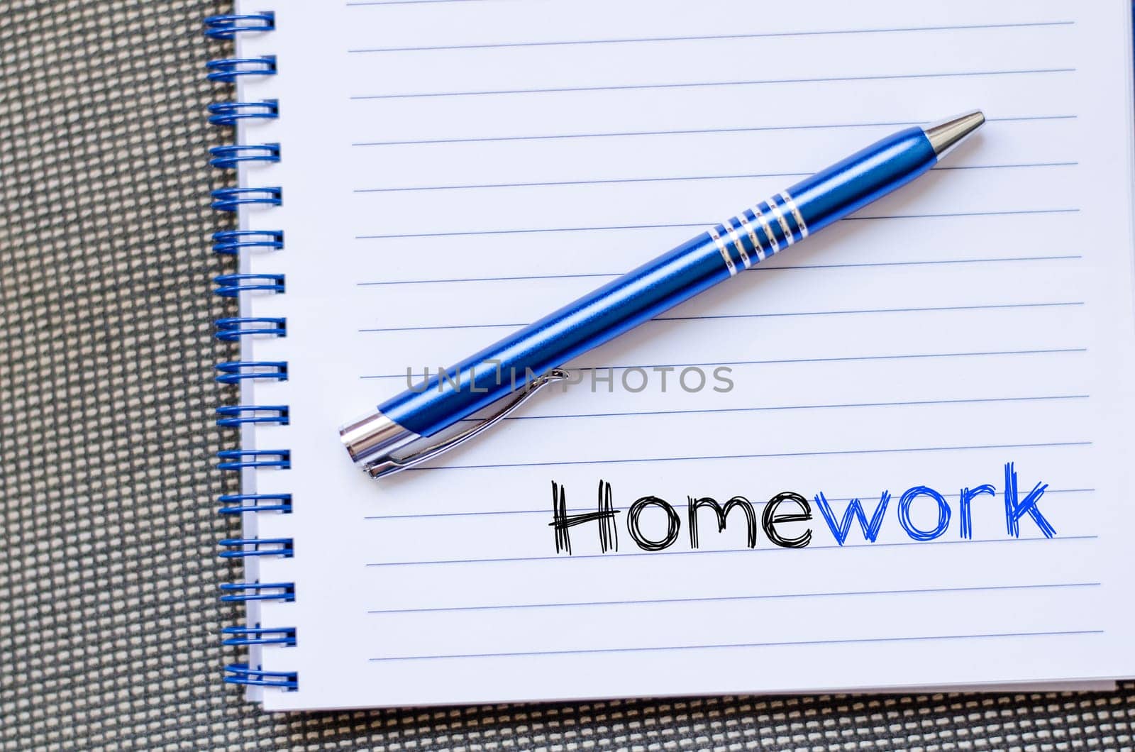 Homework text concept write on notebook