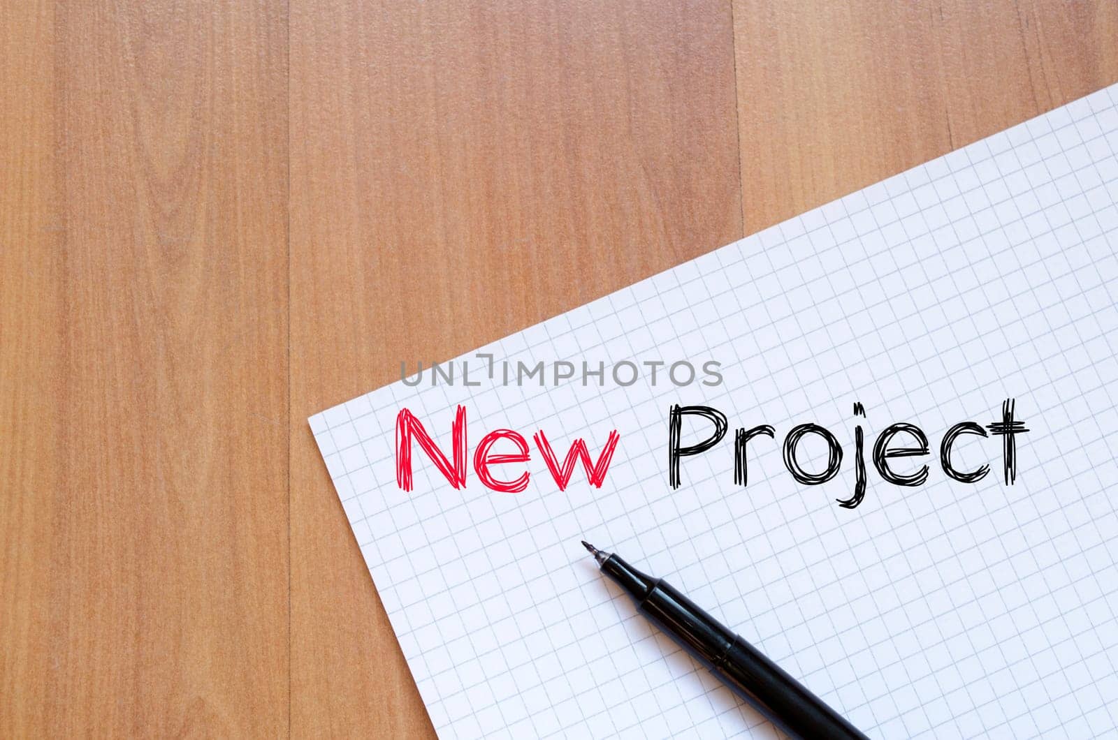 New project text concept write on notebook