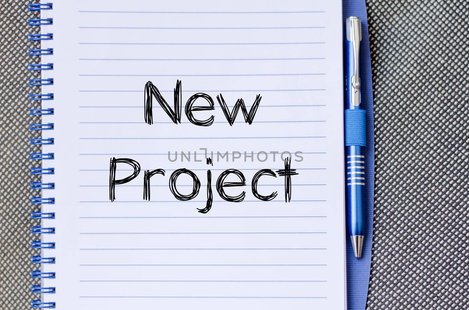 New project text concept write on notebook