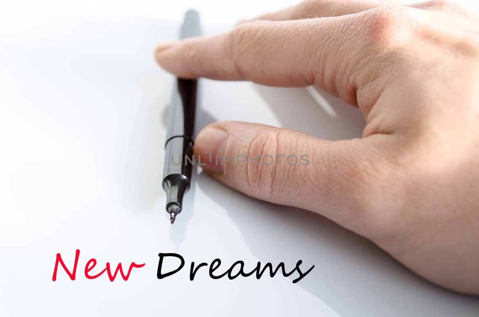 New dreams text concept isolated over white background