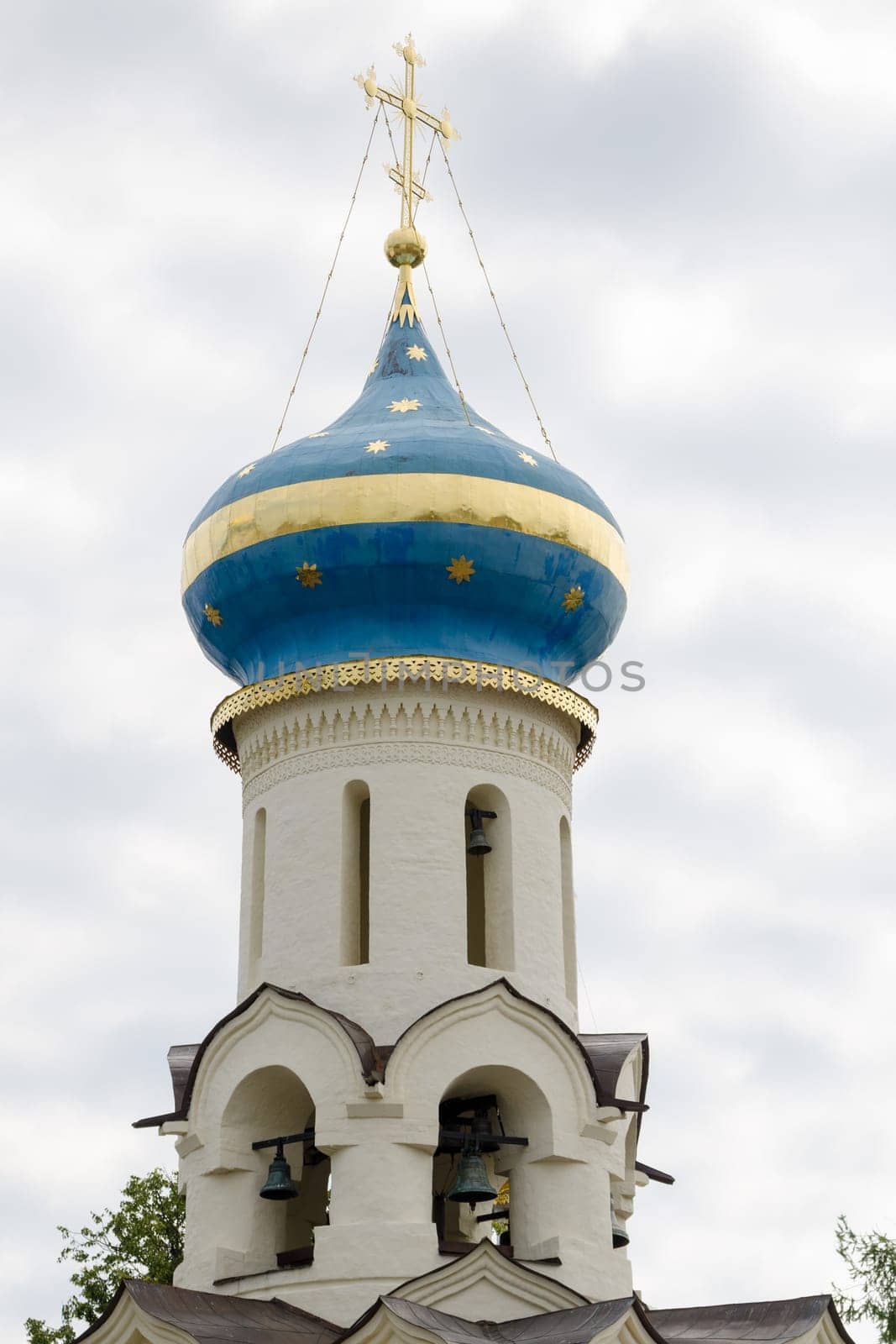 Sergiev Posad - August 10, 2015: Dome and bell tower of the Spirit temple of the Holy Trinity St. Sergius Lavra