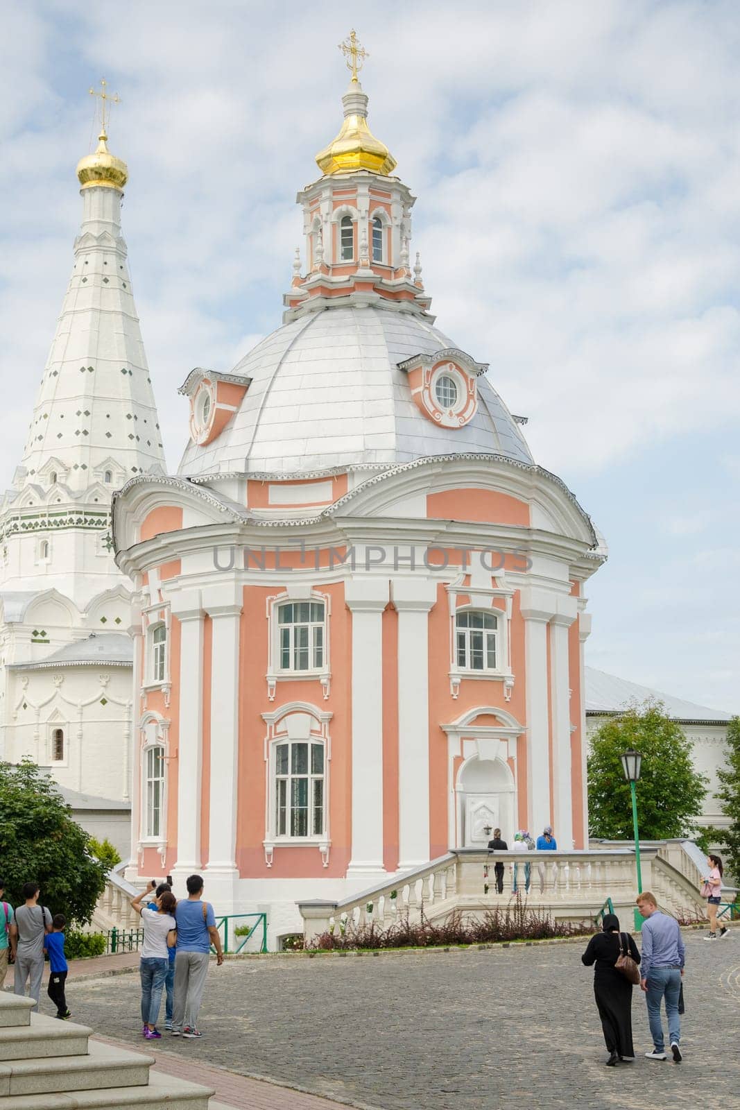 Sergiev Posad - August 10, 2015: View of Smolensk temple of the Holy Trinity St. Sergius Lavra
