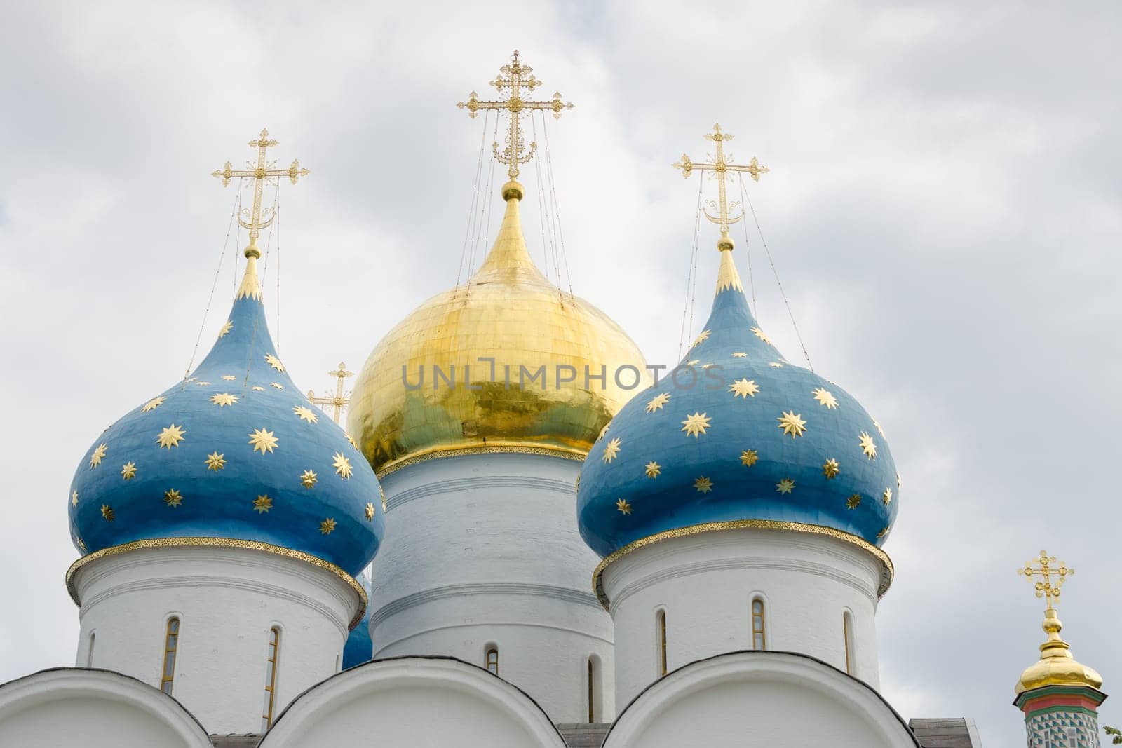 Sergiev Posad - August 10, 2015: Dome close-up of the Assumption Cathedral of the Holy Trinity St. Sergius Lavra