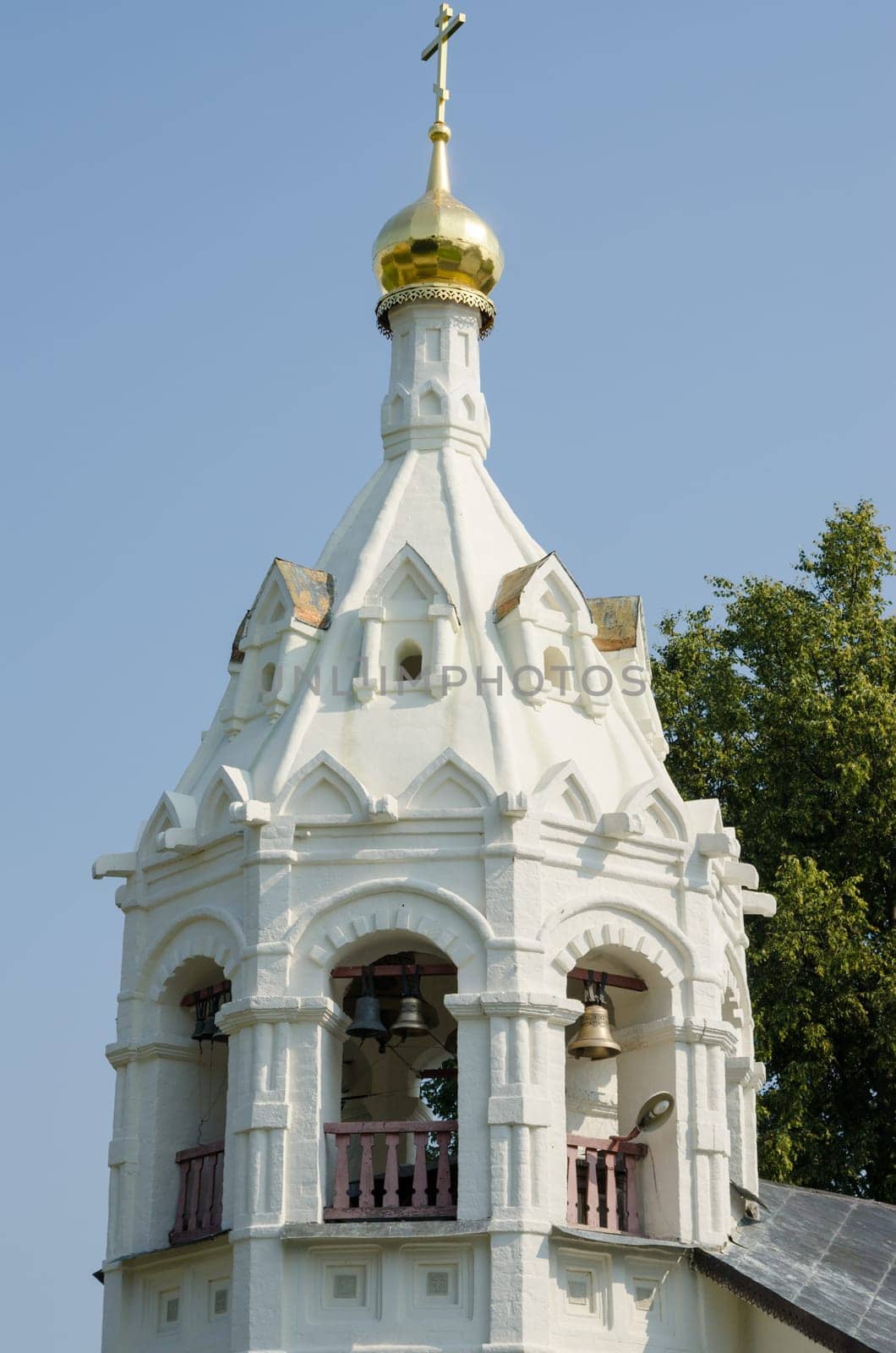 Sergiev Posad - August 10, 2015: Belfry closeup Pyatnitskaya church in Sergiev Posad