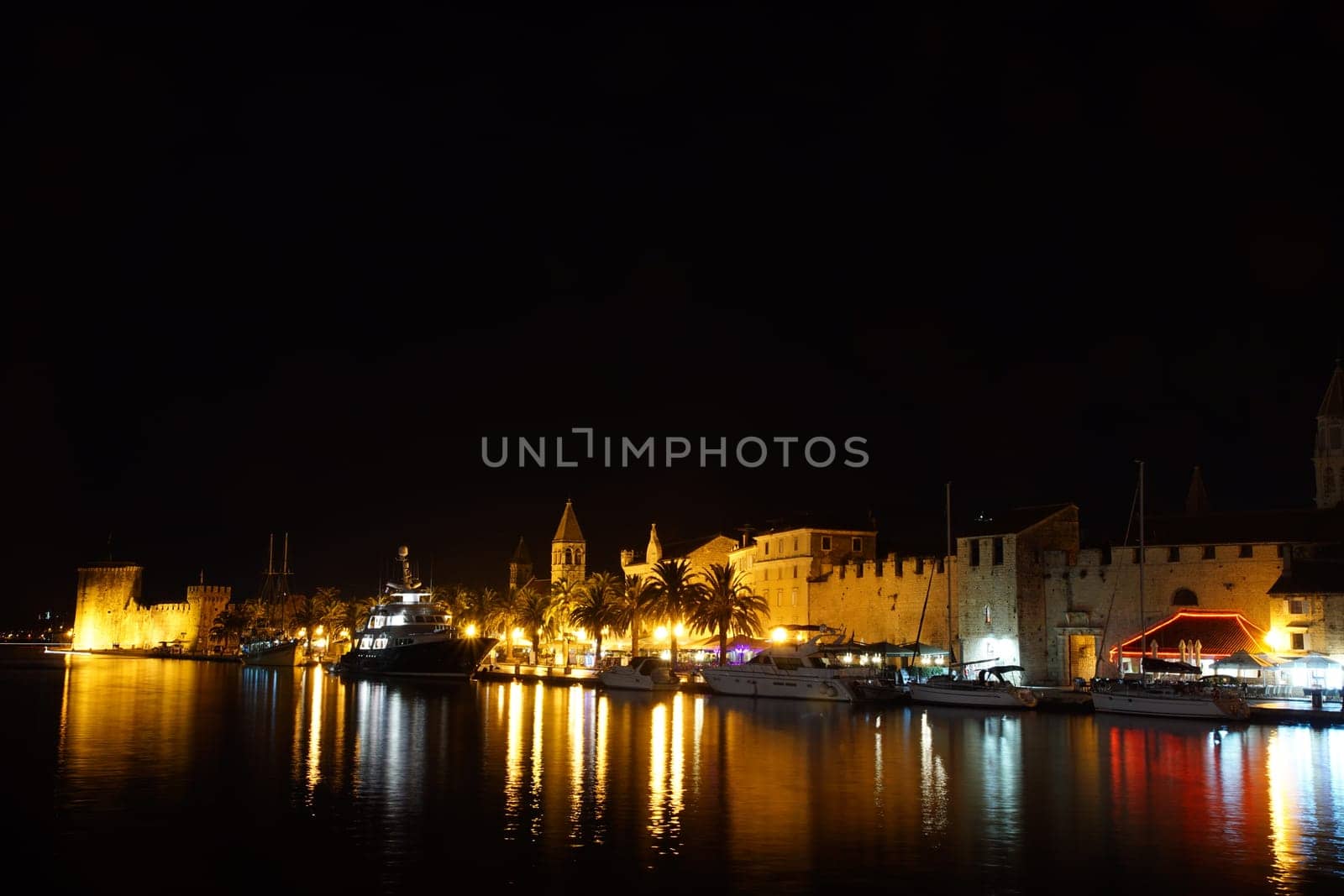 Harbour promenade of Trogir at night
