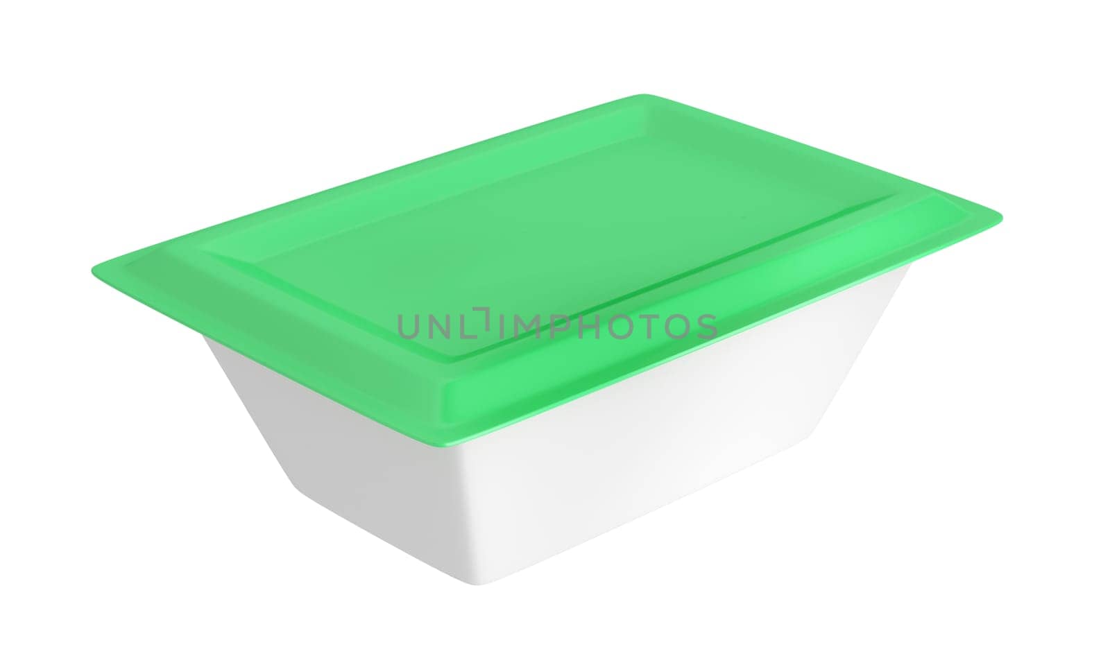 Plastic container for margarine, butter or cream cheese, isolated on white background