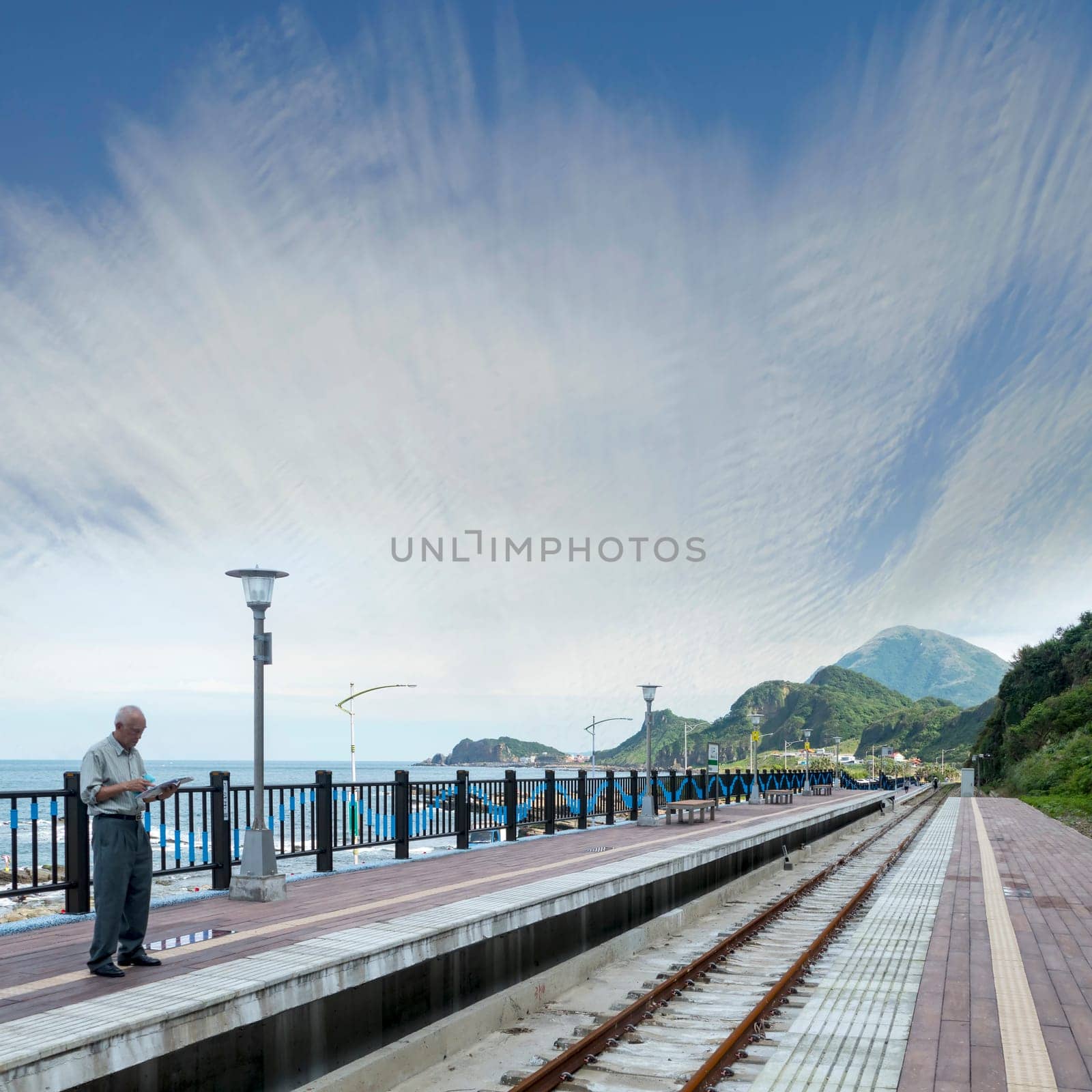 New Taipei City, Taiwan - 7 Nov, 2017 : Baduji train station waiting for the re-driving in December, new taipei city, Taiwan