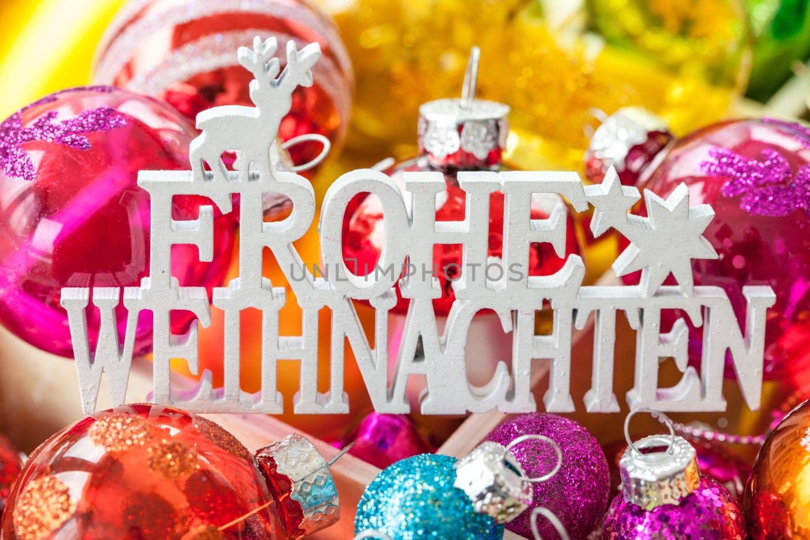 Various Christmas tree balls in bright colors for Christmas