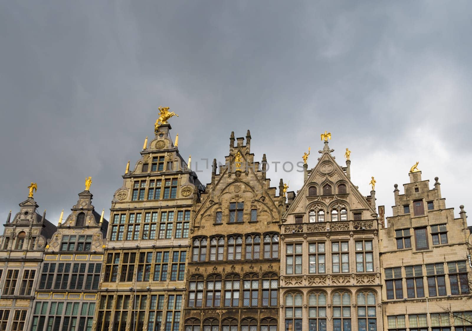 facades of monumental houses at the grand market square in antwerp