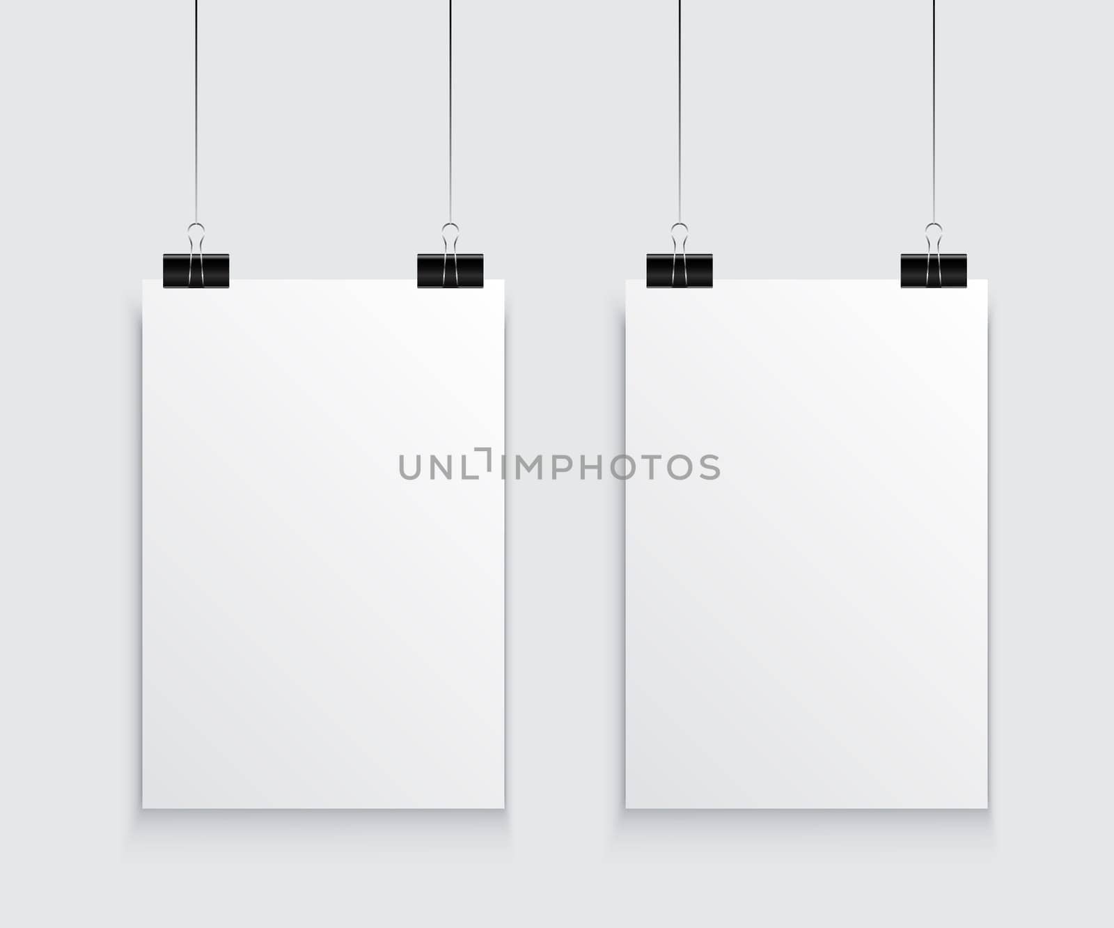 Hanging paper poster on wall poster. Vector illustration