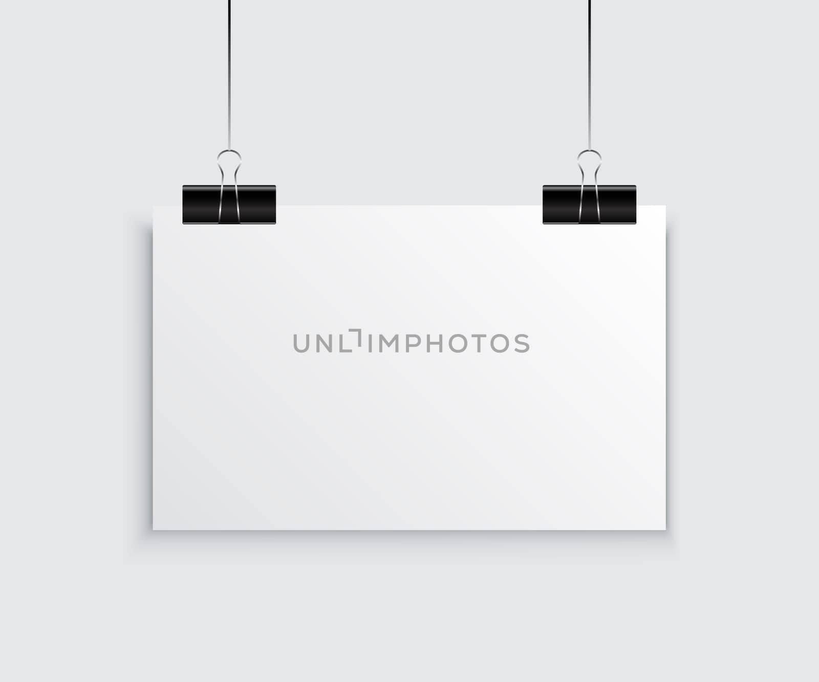 Hanging paper poster on wall poster. Vector illustration
