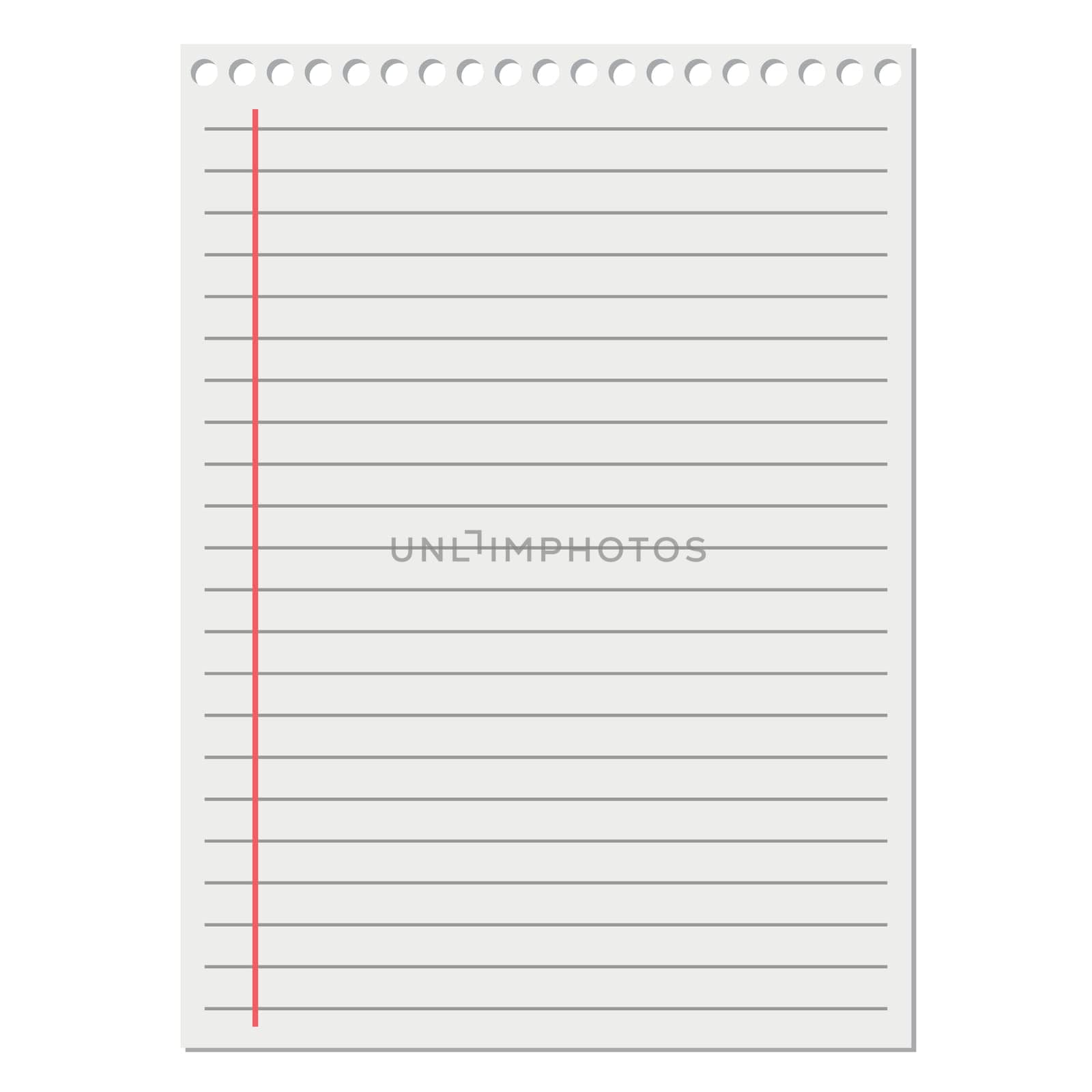 Blank white worksheet exercise book. Vector EPS 10 illustration.