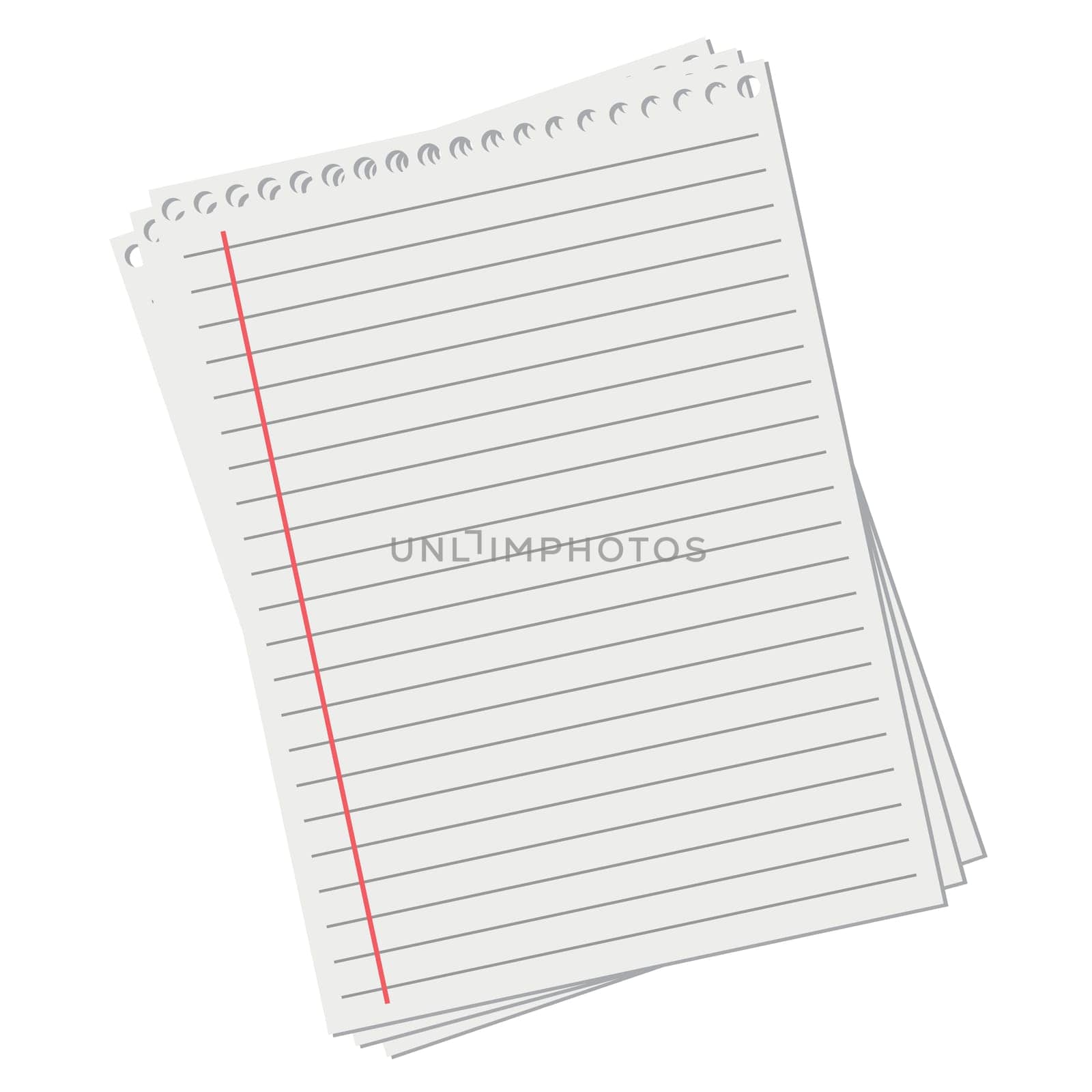 Blank white worksheet exercise book. Vector EPS 10 illustration.