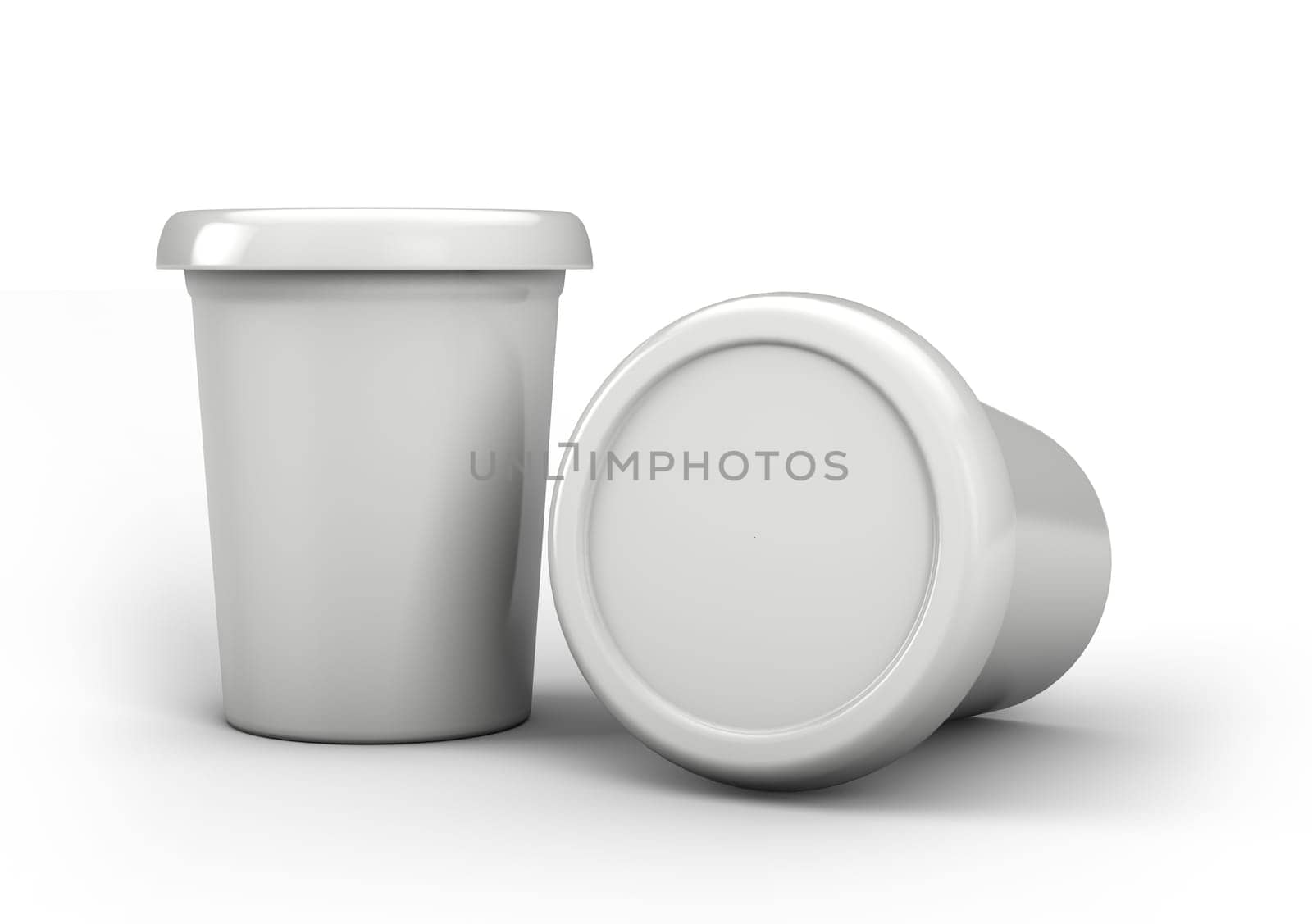 3d illustration ice cream packaging plastic containers with cap isolated on white background