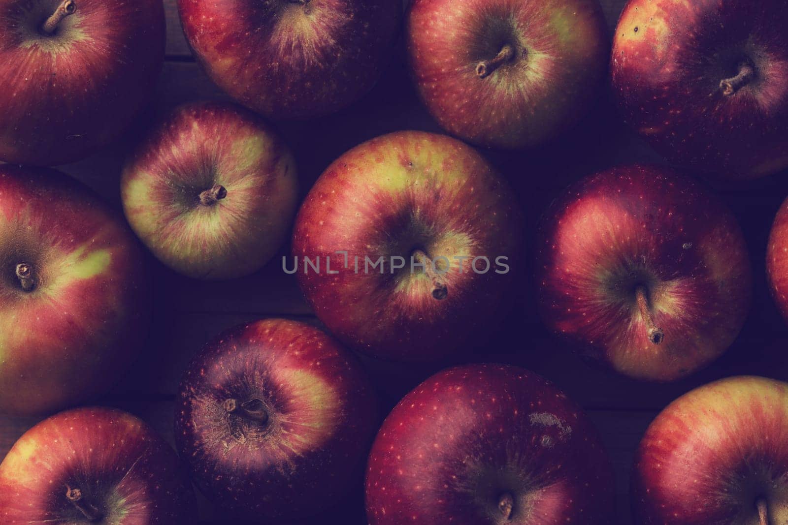 top view close up background texture of organic small apples