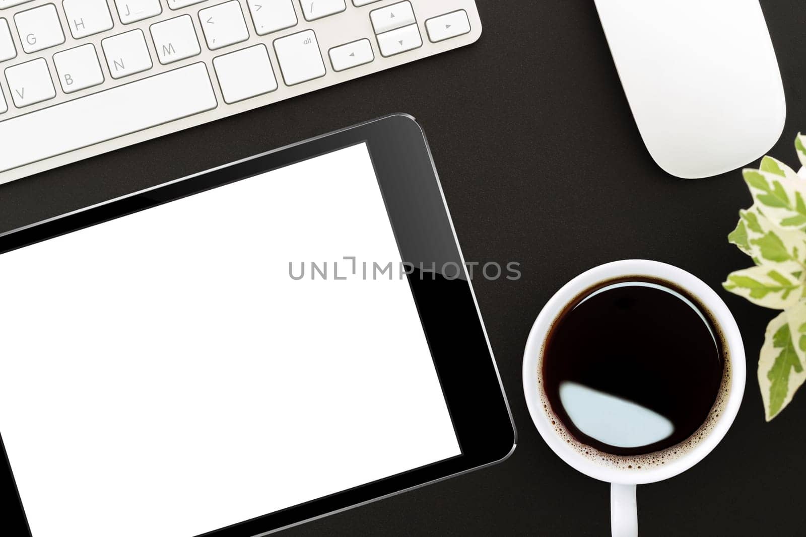 tablet digital on work desk top view