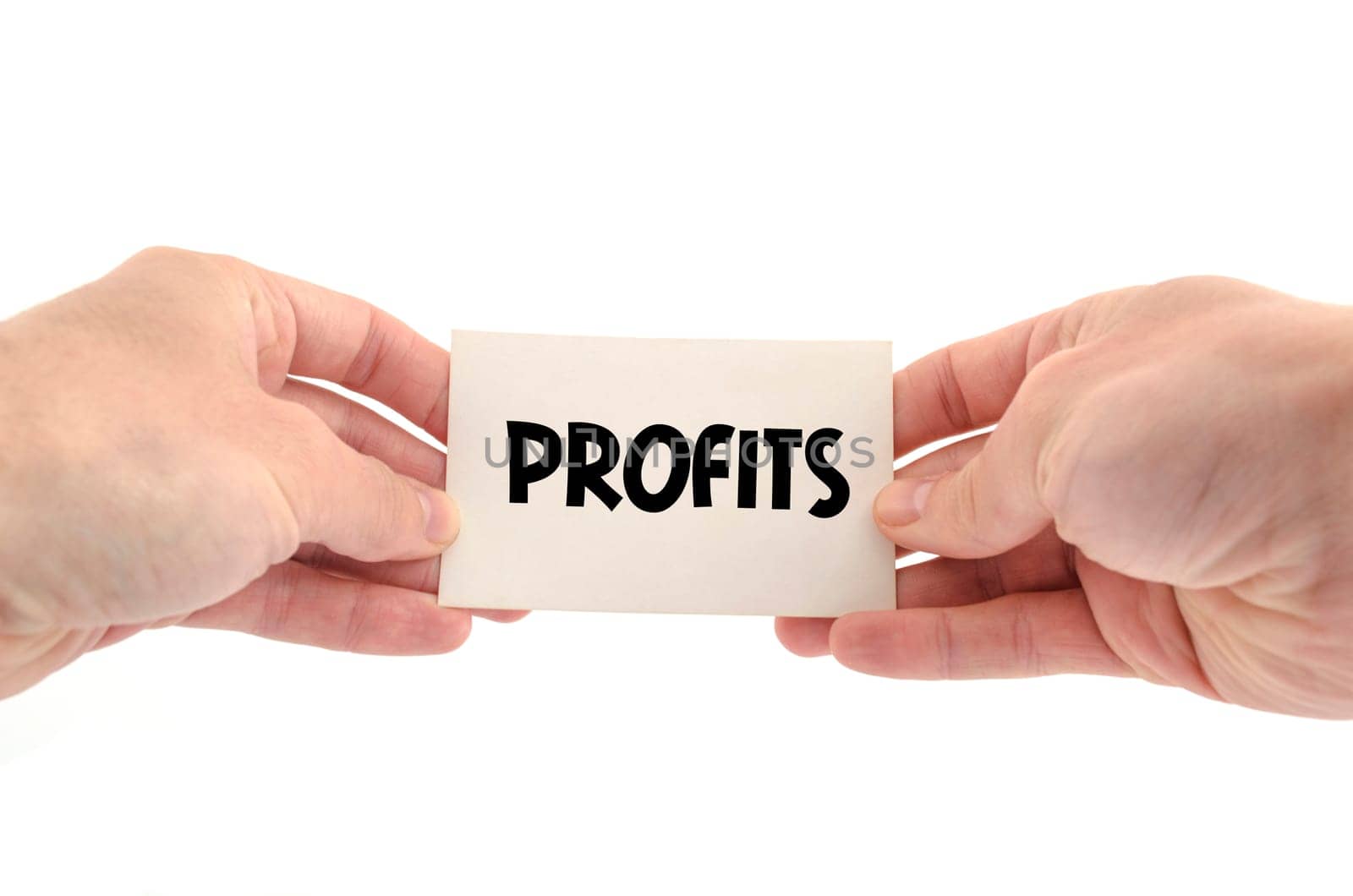 Profits text concept isolated over white background