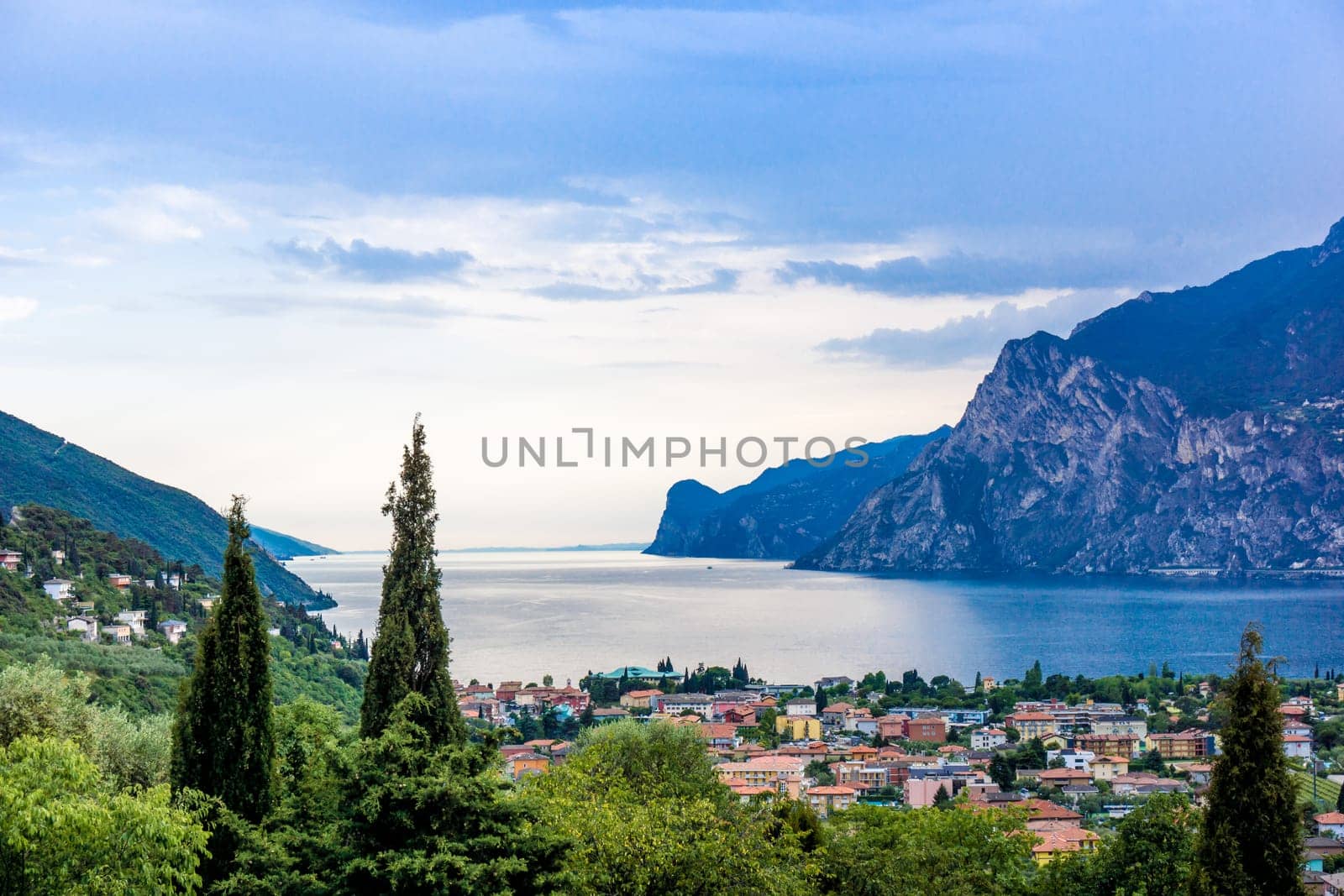View of Riva Del Garda and Lake Garda, Lombardy, Italy