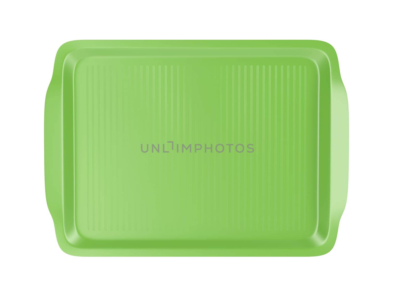 Top view of empty plastic tray, isolated on white background