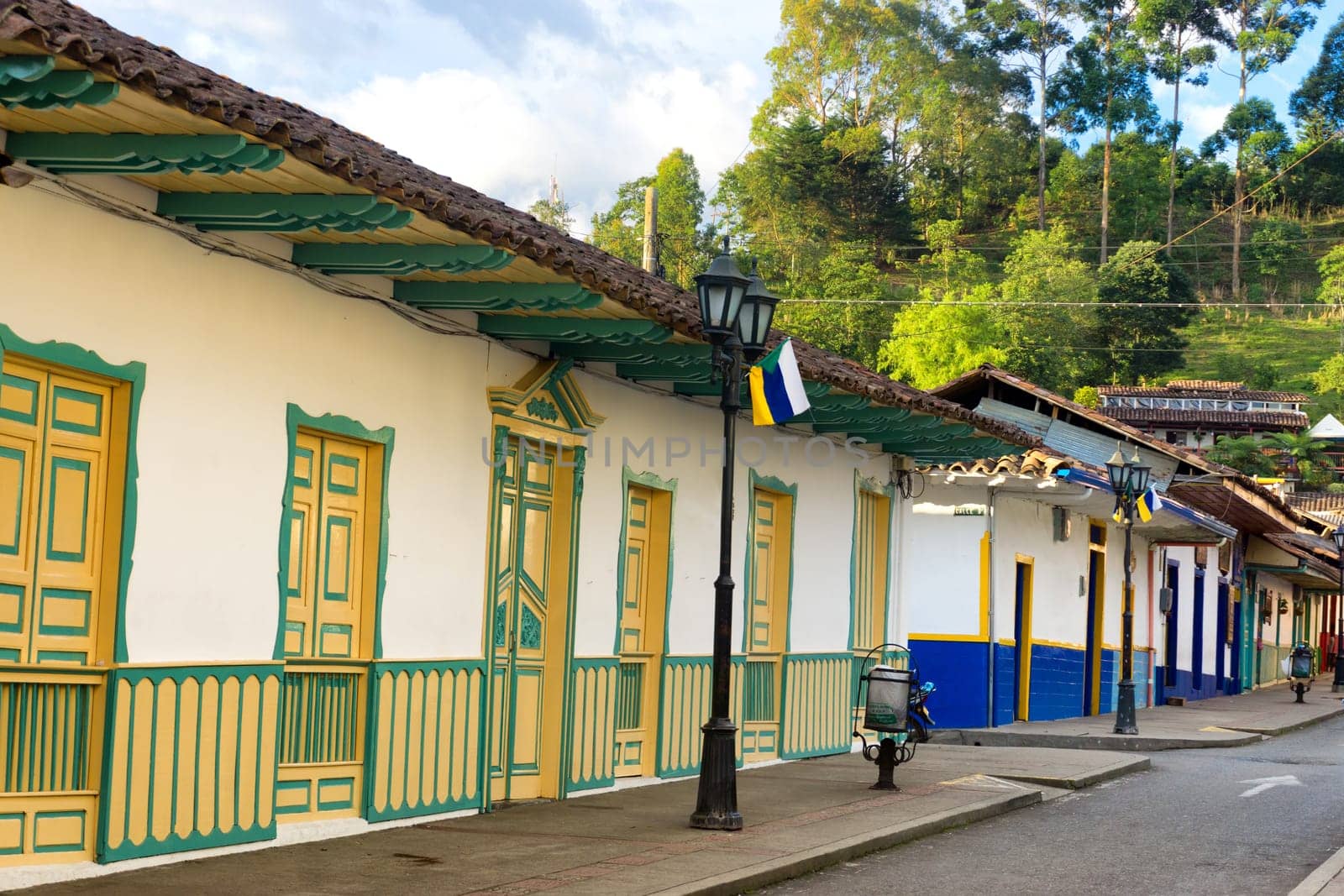 Colonial architecture in the historic town of Salento, Colombia