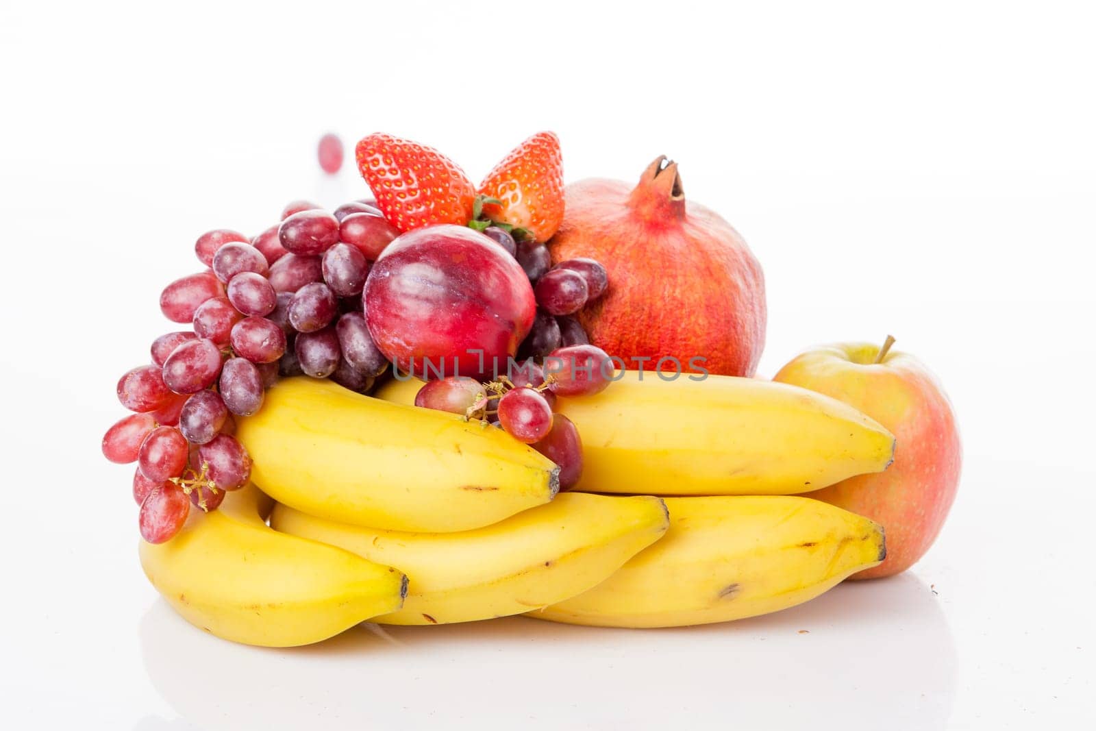 Fresh fruits isolated on a white . Set of different fresh fruits
