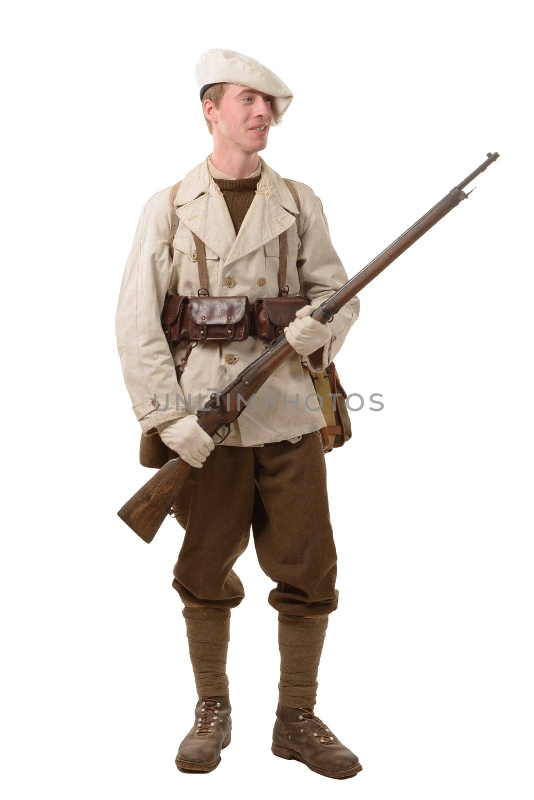 french mountain infantry soldier during the Second World War, on white
