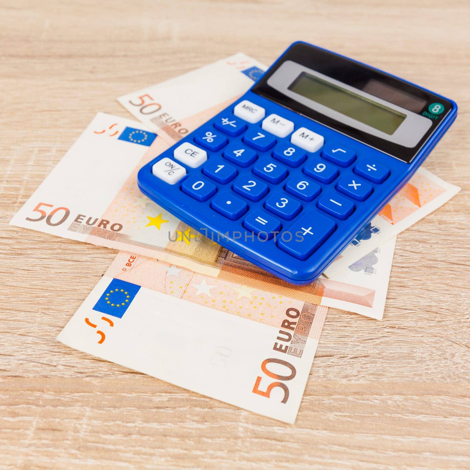Calculator on the Euro.  Accounting concept.  Saving money