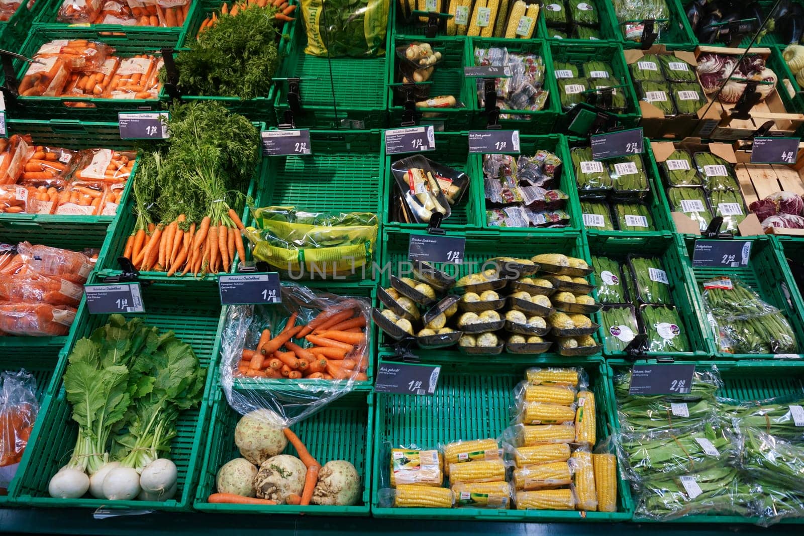Vegetable stand.  Fresh and organic vegetables at farmers market .