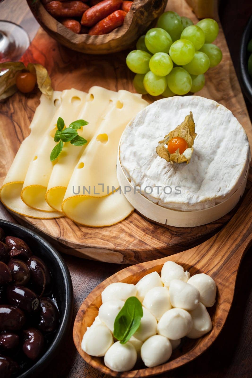 Variation of antipasti and appetizers