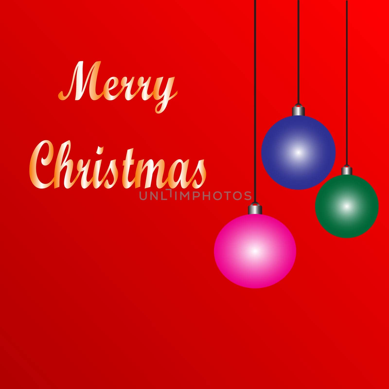 Christmas abstract background with three ornament balls . Vector illustration